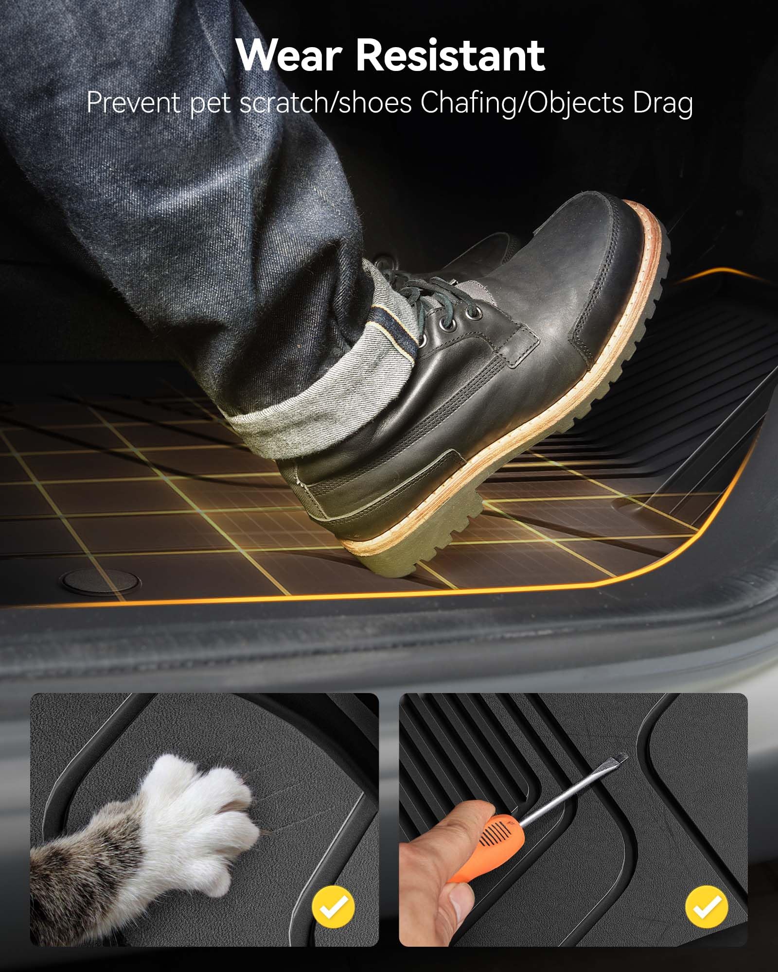 3W Floor Mats For 2019-2024 2025 Ram 2500/3500 Crew Cab With Bucket Seat (Not For Pto Kit Models), All Weather Tpe Custom Fit Do