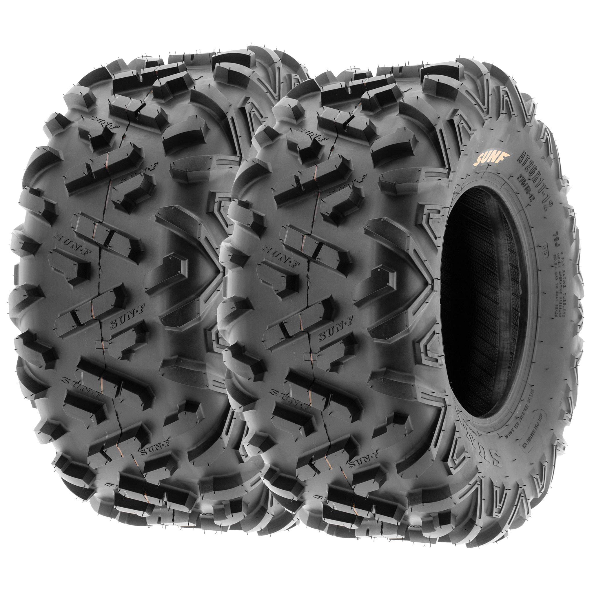 Set Of 4 Sunf Power.Ii All-Terrain Off Road Atv Utv Tires 25X8-12 Front & 25X10-12 Rear, 6 Pr Tubeless A051