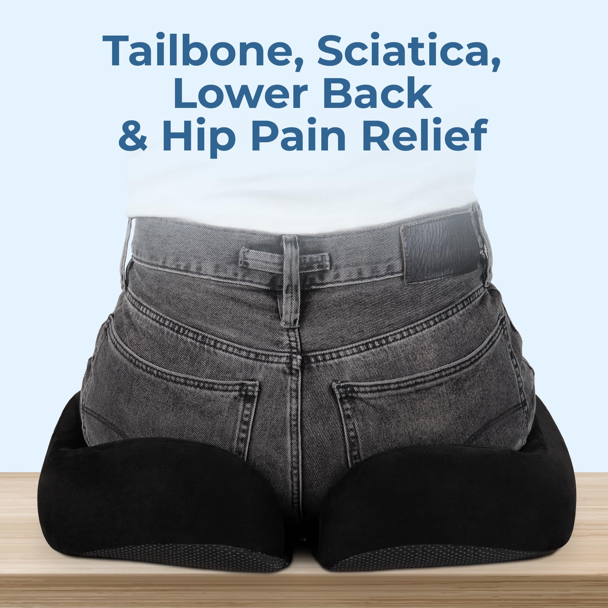 Seat Cushion For Office Chair - Tailbone Pressure Relief Cushion - Coccyx, Lower Back, Hip, Butt, Sciatica Pain Relief Pillow -