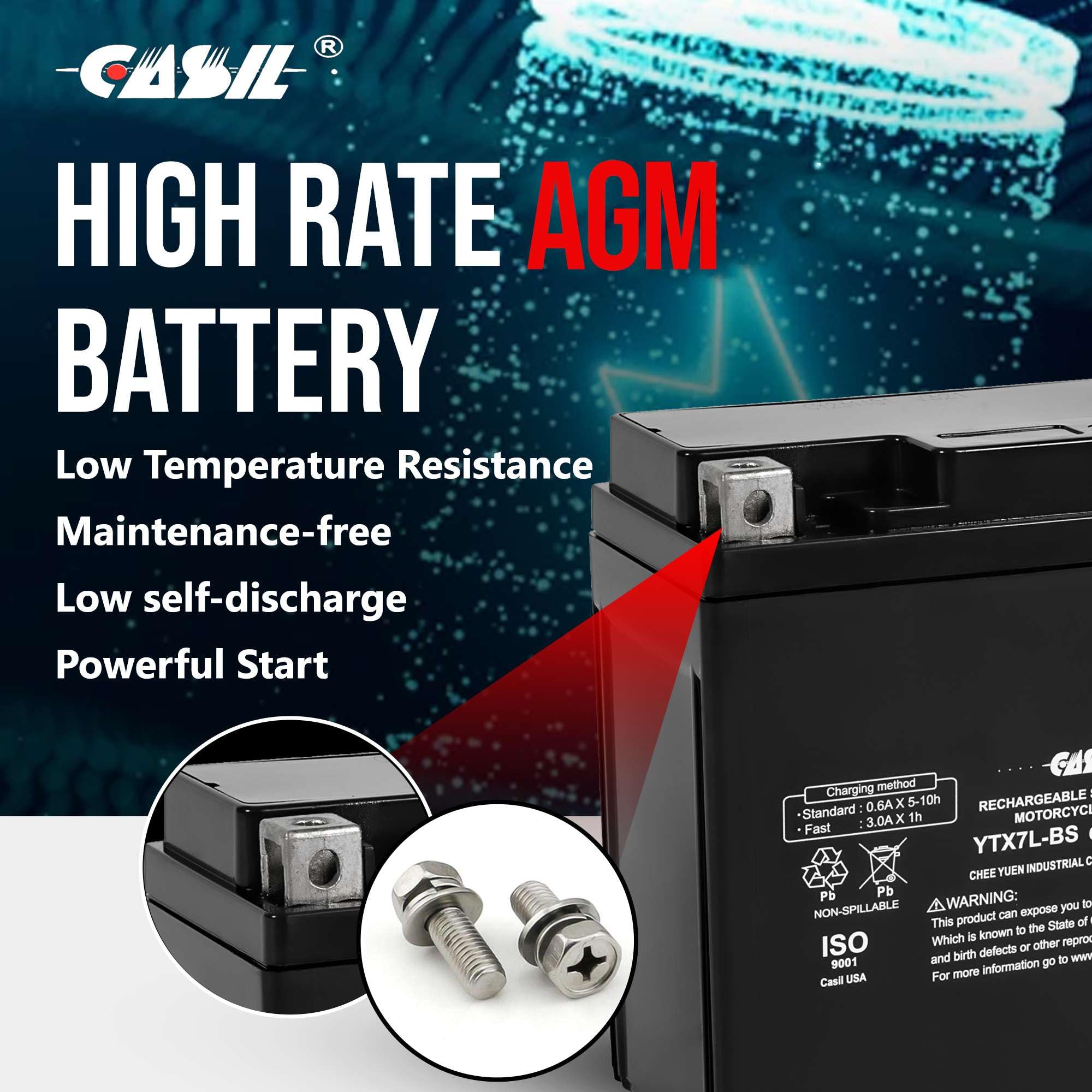 Ytx7L-Bs High Performance - Maintenance Free - Yuasa Yuam327Bs Ytx7L-Bs Battery