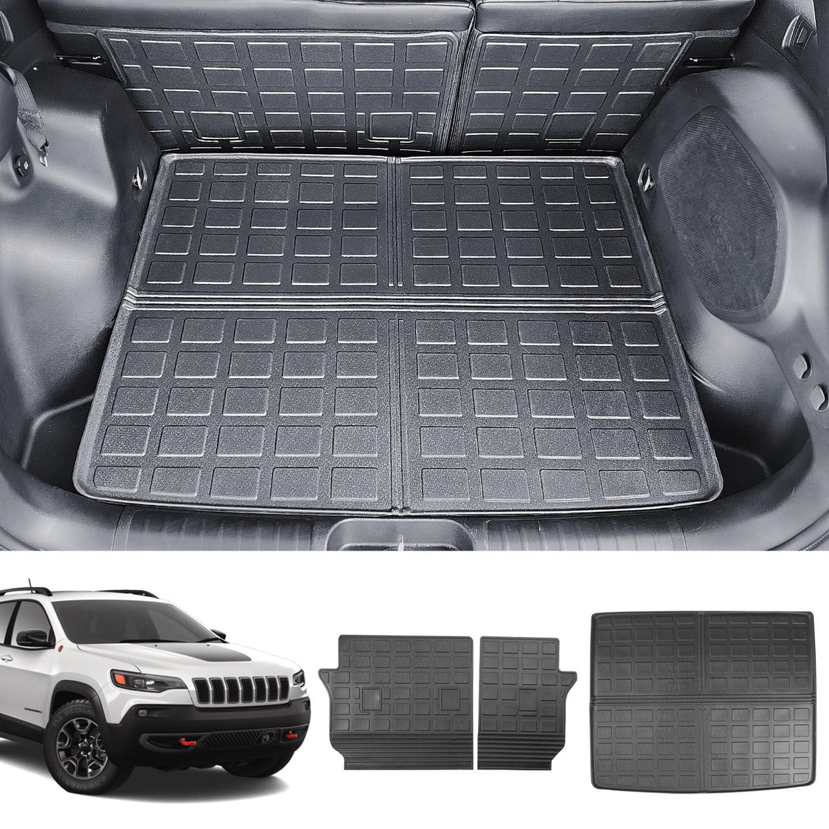 powoq Trunk Mat Compatible with 2019-2023 Jeep Cherokee TPE Backrest Mat Liner Replacement for 2019-2023 Jeep Cherokee Accessori