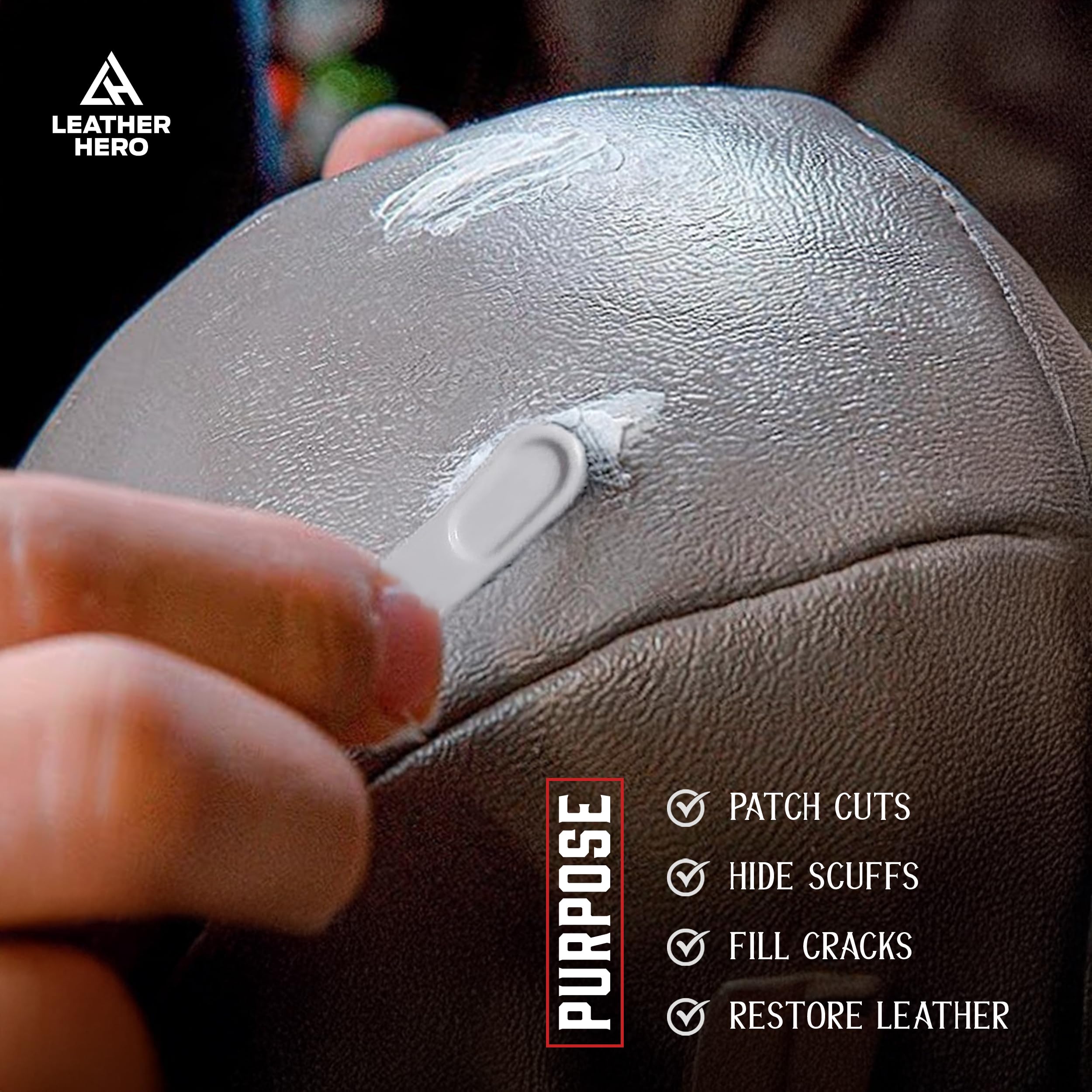 Leather Filler for Filling or Repairing Holes, Tears, Cracks, Scratches, for Leather Car Seats, Furniture, Shoes- Flexible with