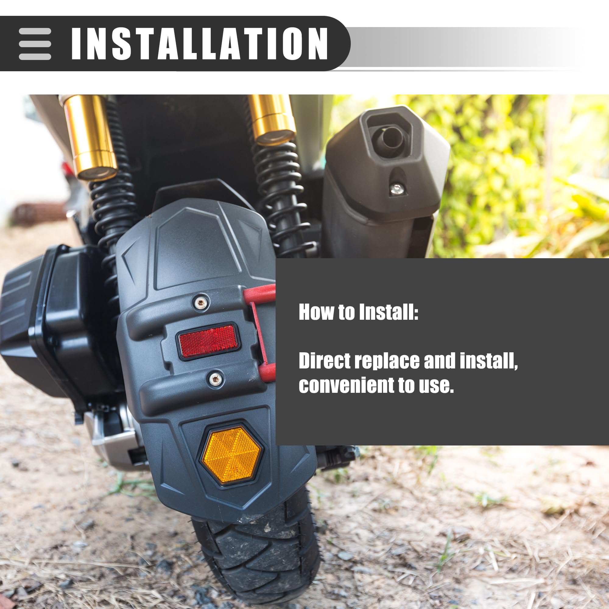 Motoforti Universal Motorcycle Bike Screw Mount, Reflective Warning Reflector, M5X0.8, 56Mm Length, Plastic, Red, 1 Pair