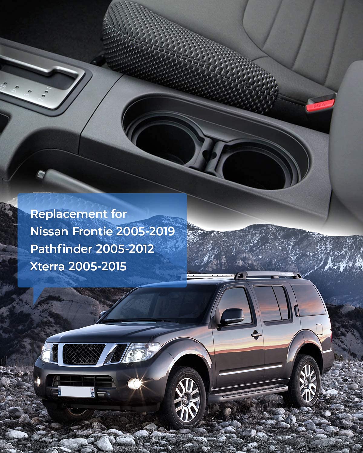 Joytutus Cup Holder Insert 2 Pack Replacement Compatible With Frontier 2005-2019 Pathfinder Center Console Cup Holder Insert 200