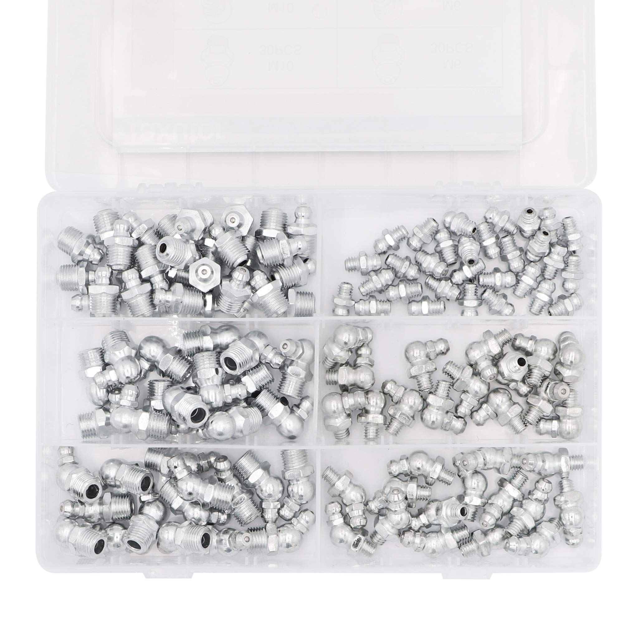Taxutor Grease Fittings, 120 Pieces Metric Mm Grease Fitting Assortment Kit Standard Grease Gun Fittings Perfect For Replacing M