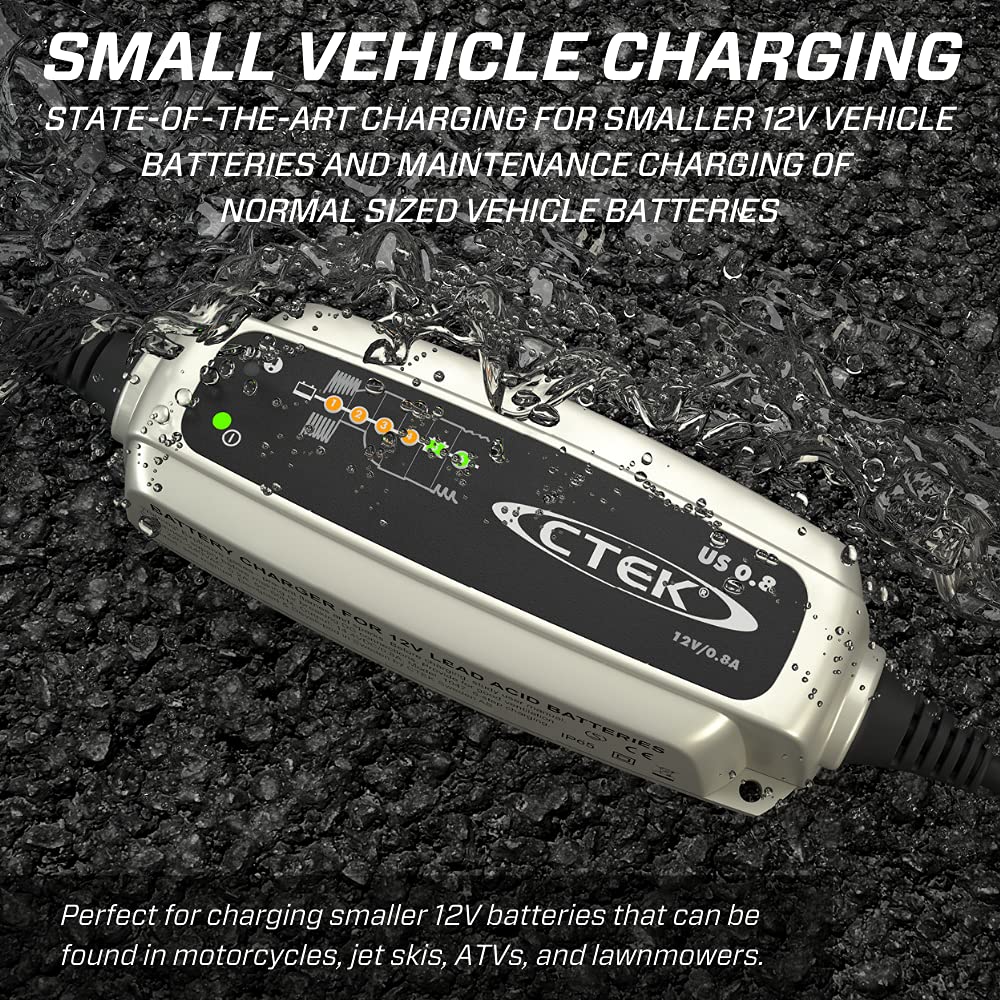 Ctek (56-865) Us 0.8 12 Volt Fully Automatic 6 Step Battery Charger,Black