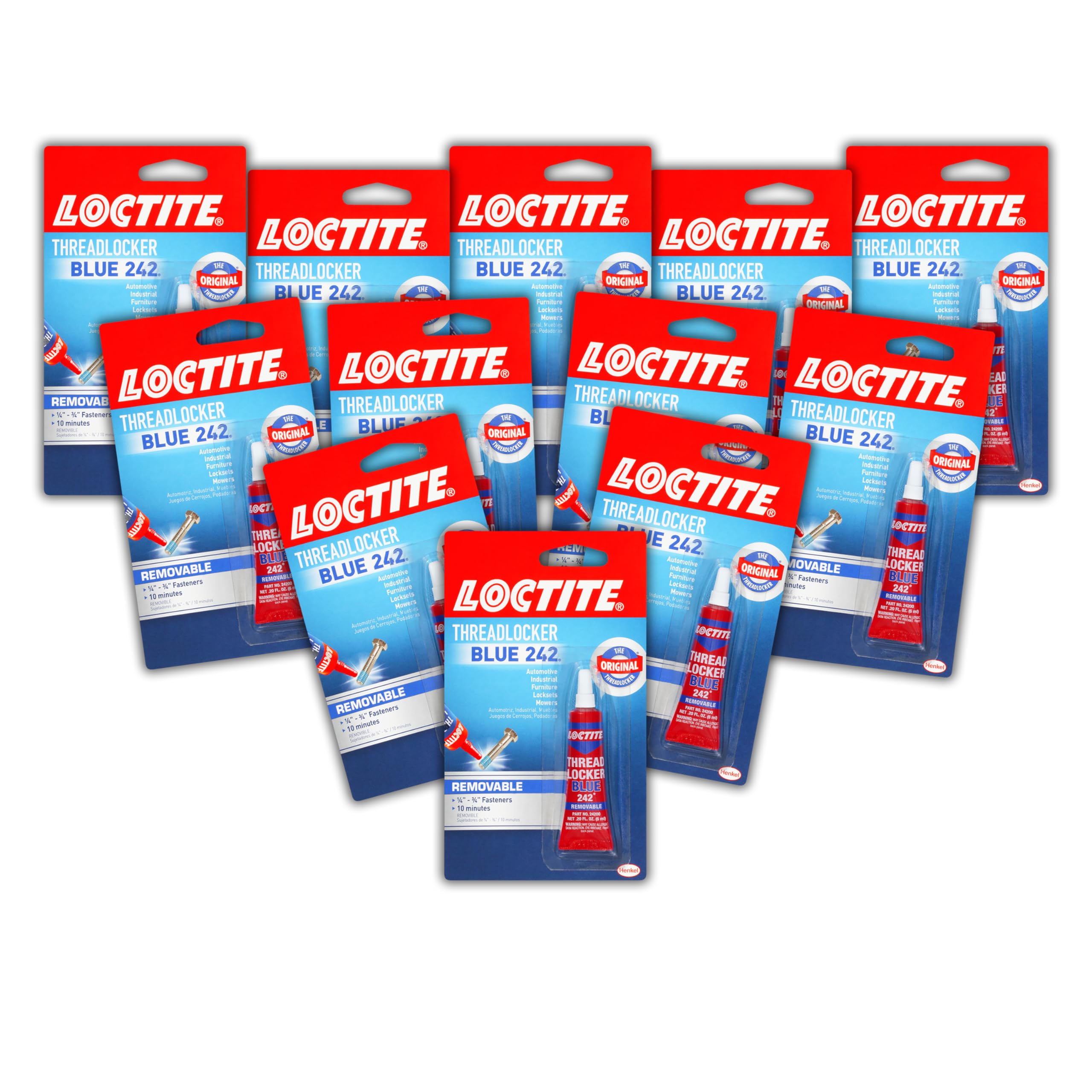 Loctite Threadlocker Blue 242 - Removable Thread Lock Glue For Nuts, Bolts, & Fasteners, Medium Strength Screw Glue To Prevent L