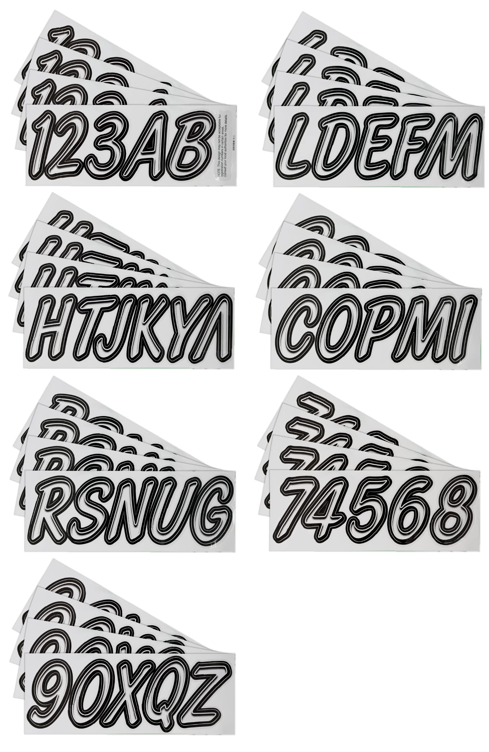 Hardline Products Series 400 Factory Matched 3-Inch Boat & Pwc Registration Number Kit, White/Black - Whbkg400