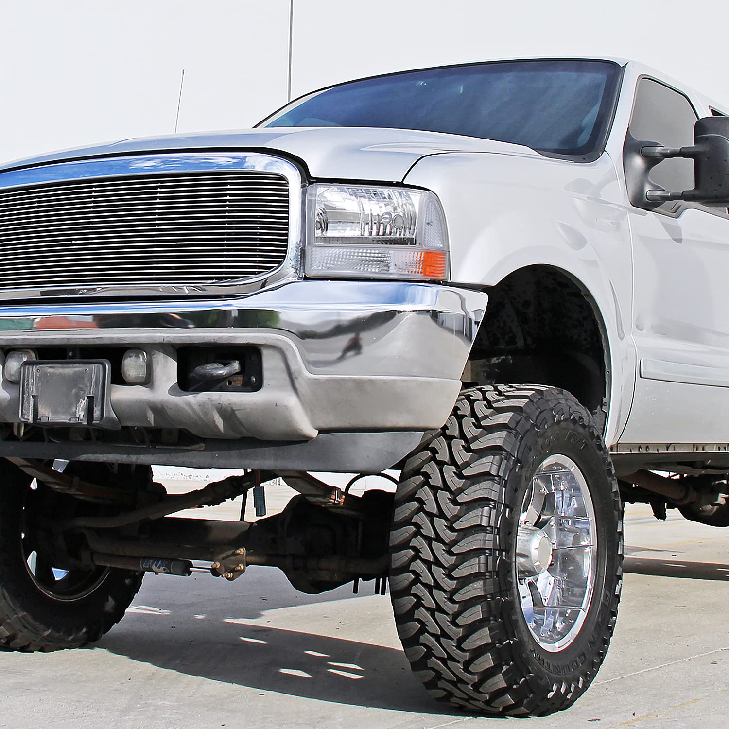 Spec-D Tuning Chrome Housing Clear Lens Bumper Corner Lights Compatible With 1999-2004 Ford F250 F350 F450 F550 Super Duty L+R Pair Assembly