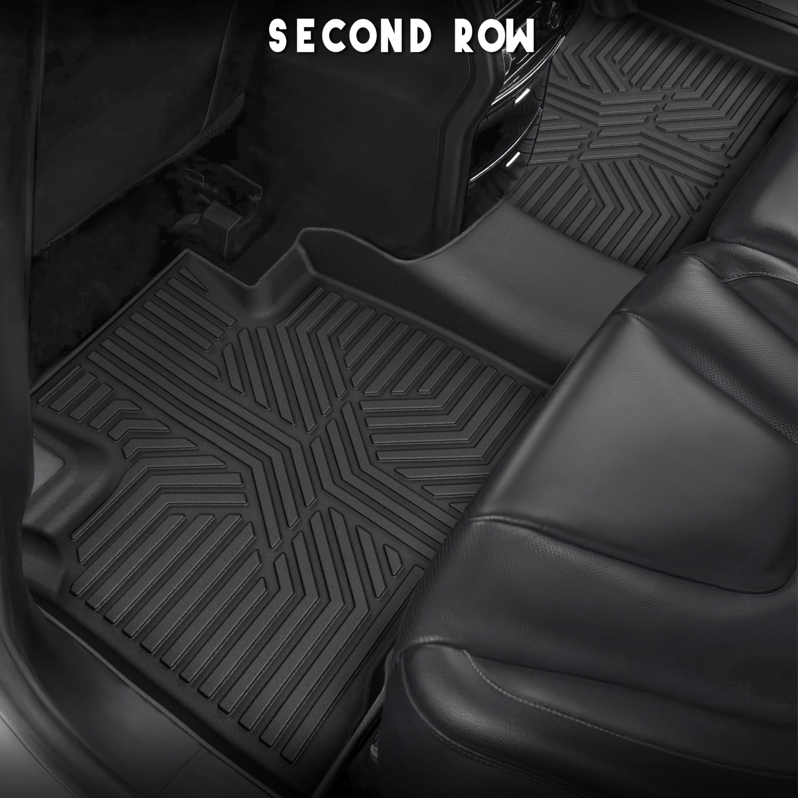 Karpal Floor Mats Cargo Mat Fit For 2015-2024 Ford Edge, Front & 2Nd Row & Cargo Liners, Tpe Material All Weather Protection Car