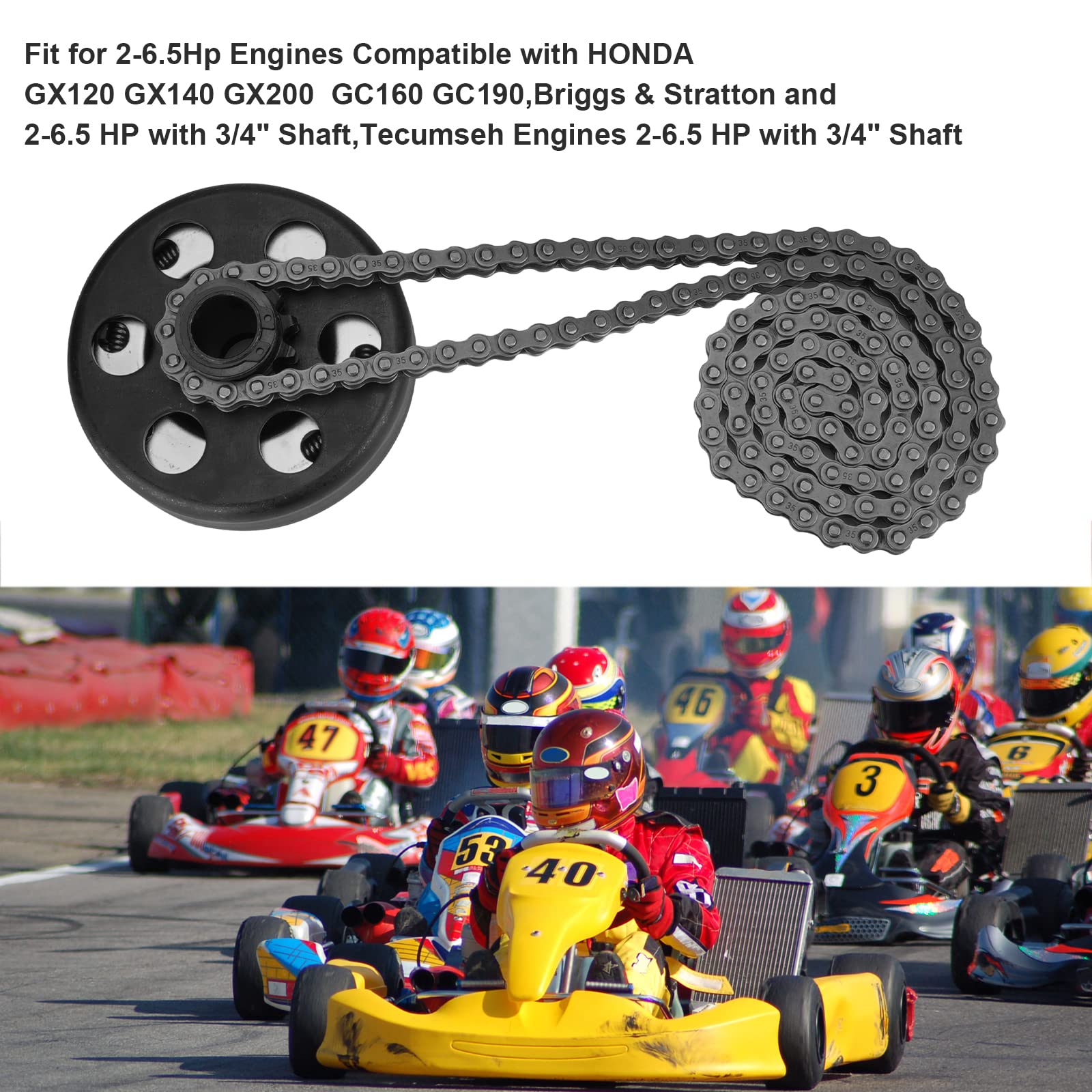 Go Kart Clutch 3/4 Bore 10T With #40/41/420 Chain, For Predator 212 Centrifugal Clutch Fit For Minibike Mb165 & Mb200 And Honda