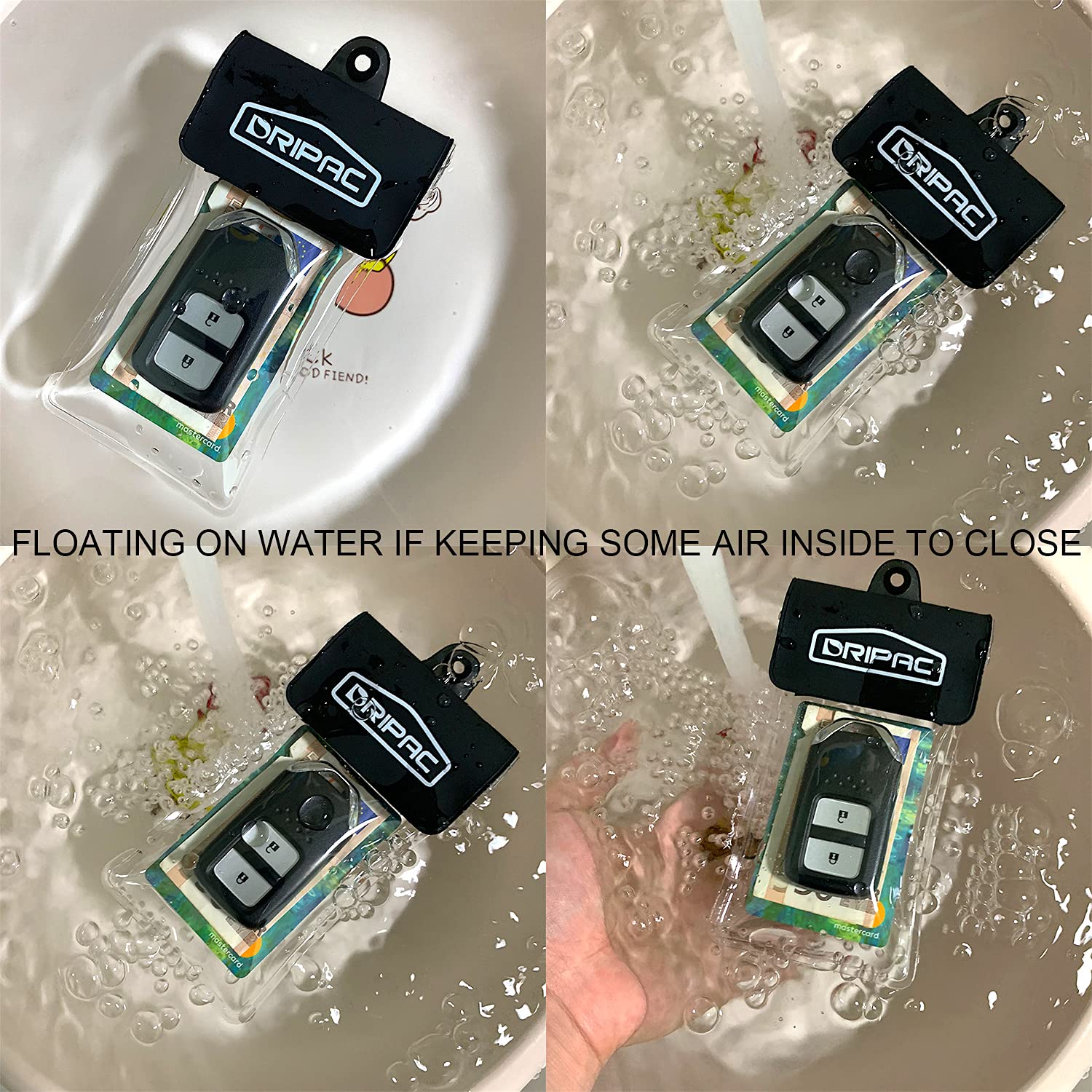 Dripac Waterproof Car Key Fob Case Waterproof Wallet Waterproof Holder Pouch For Key Id Badge Credit Card Money(Black)