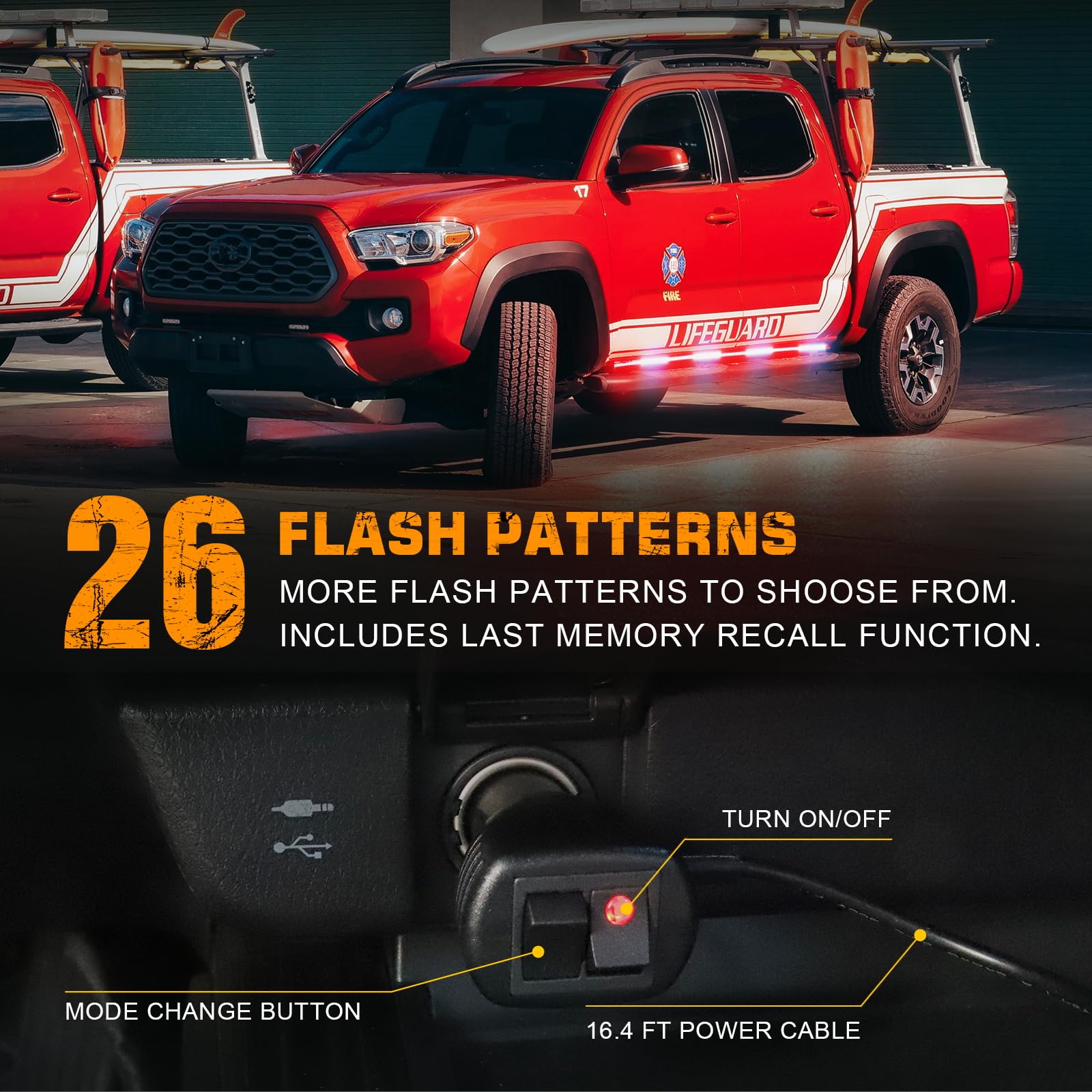 Xridonsen 2Pcs 70 Inch Truck Emergency Lights Strip 864 Led Running Board Strobe Lights Red White Firefighter Lights Flashing Warning Safety Waterproof Flexible For Vehicles Pov Fire Trucks Pickup