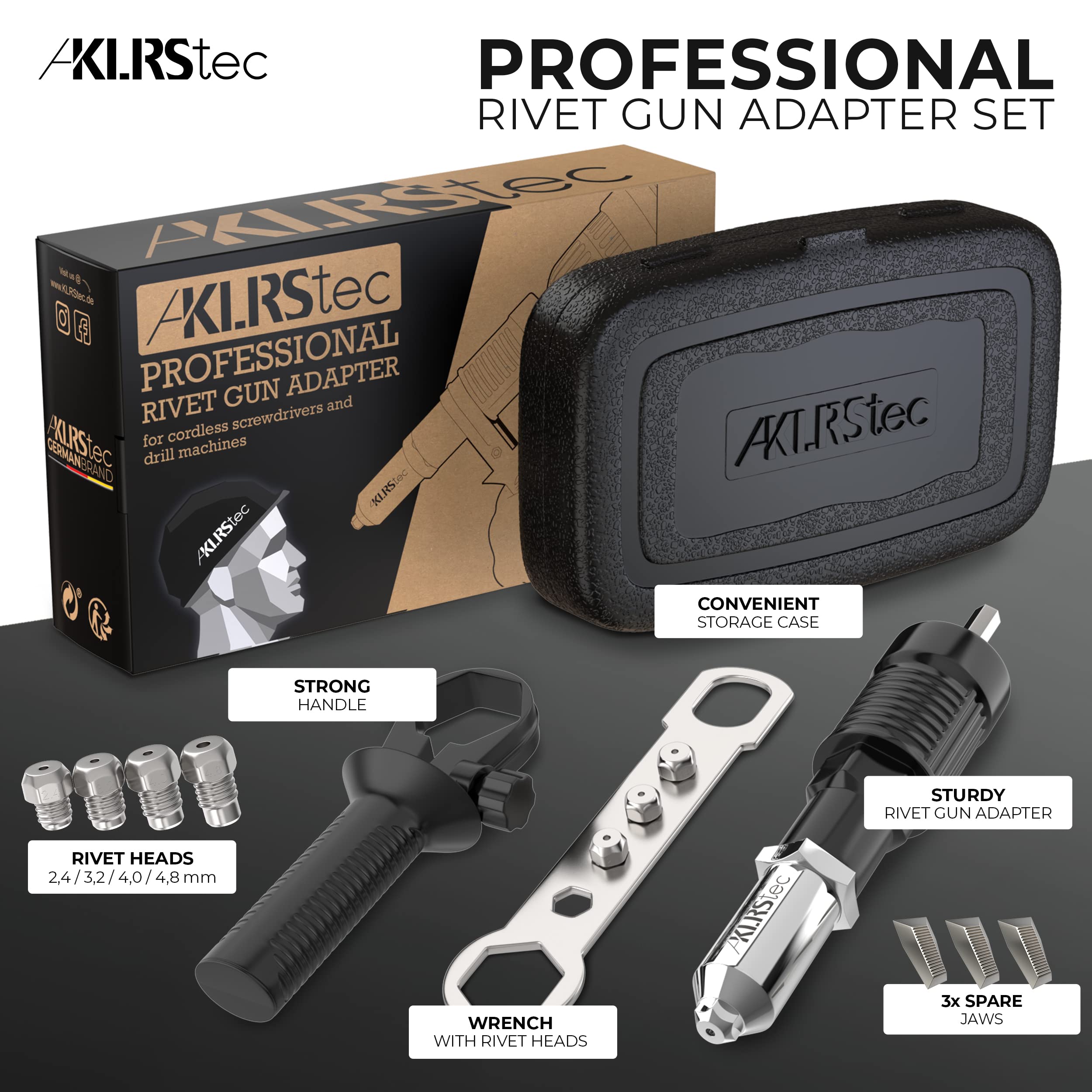 Klrstec Professional Rivet Gun Adapter - Rivet Attachment For Cordless Screwdrivers And Drills - Easy Processing For Pop Rivets