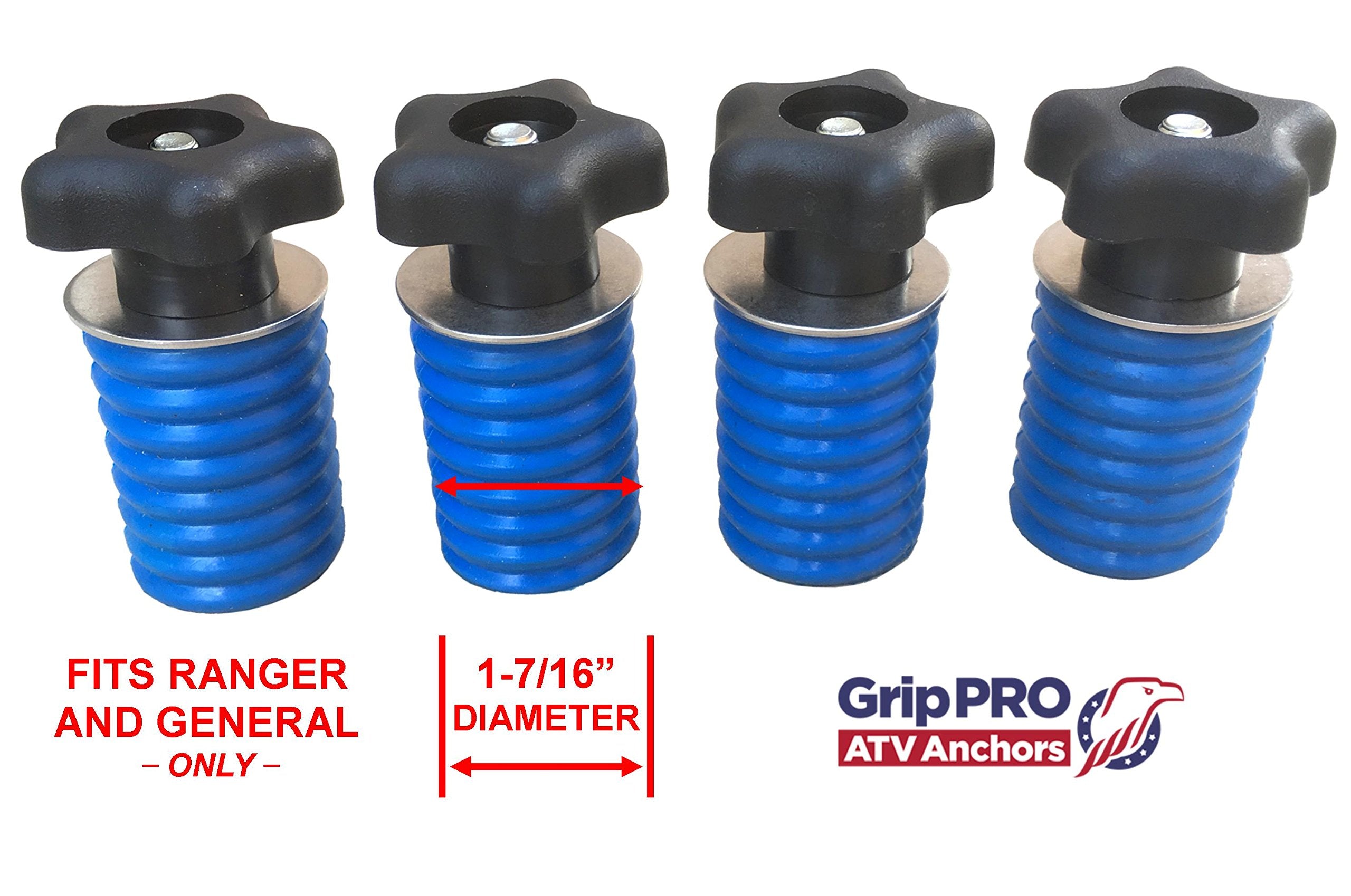 Grippro Atv Anchors To Fit Polaris Ranger Lock & Ride Knob Tie Down Anchor Kit - Set Of 4