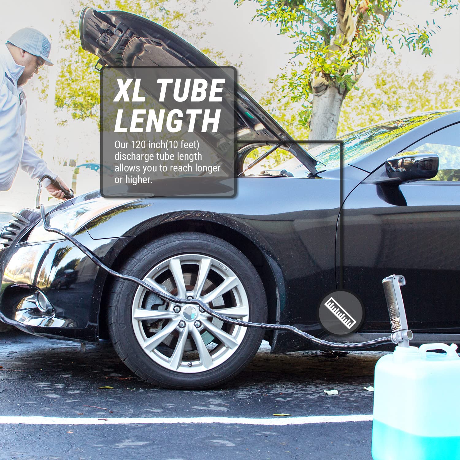 Tera Pump Portable Battery Powered Chemical Transfer Pump (2.1 Gal/Min) Liquid Transfer Pump With 10Ft Outtake Hose, Quick Stop