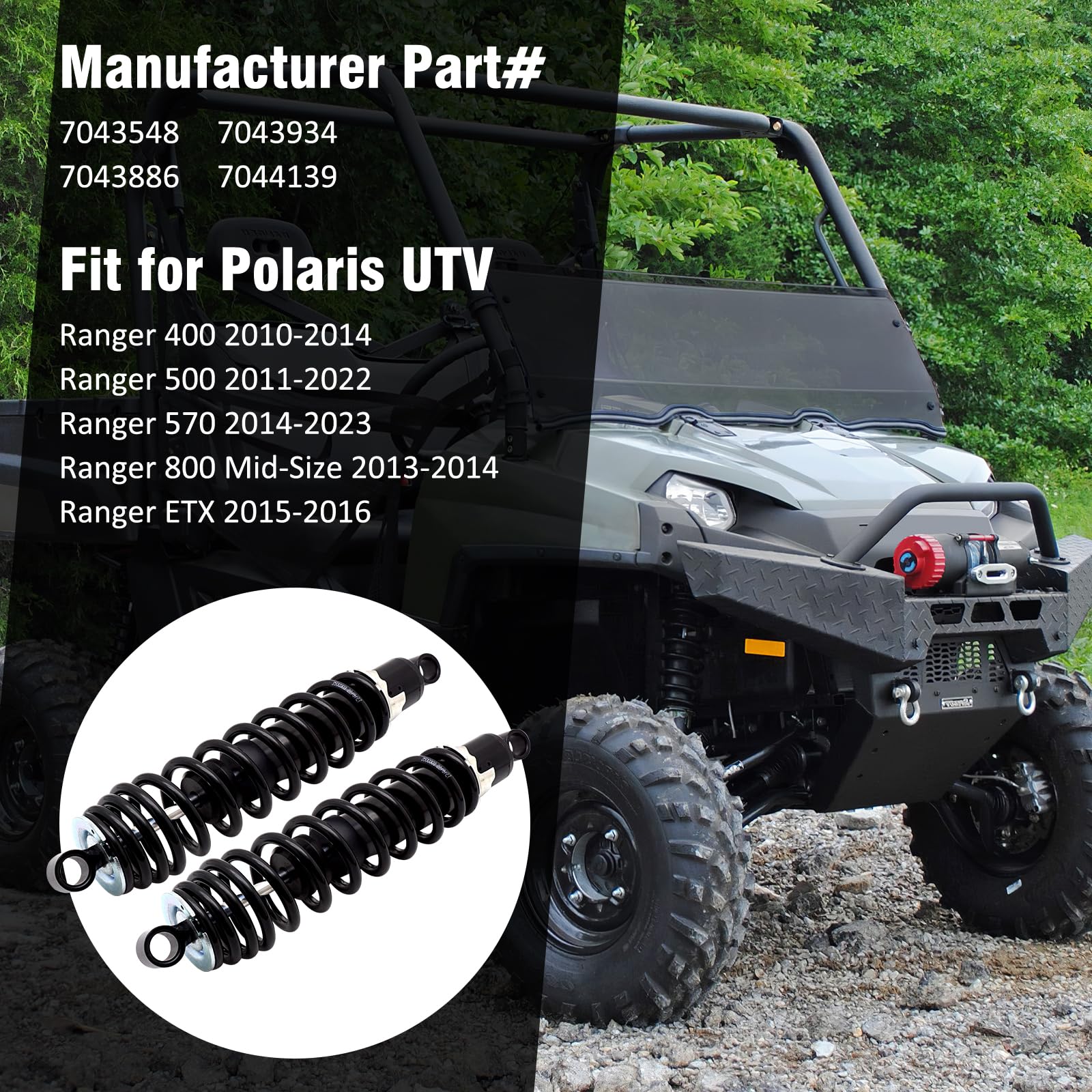 Rear Shocks For Polaris Ranger 400 500 570 800-Mid-Size Etx 7043548 7043886 7043934 7044139