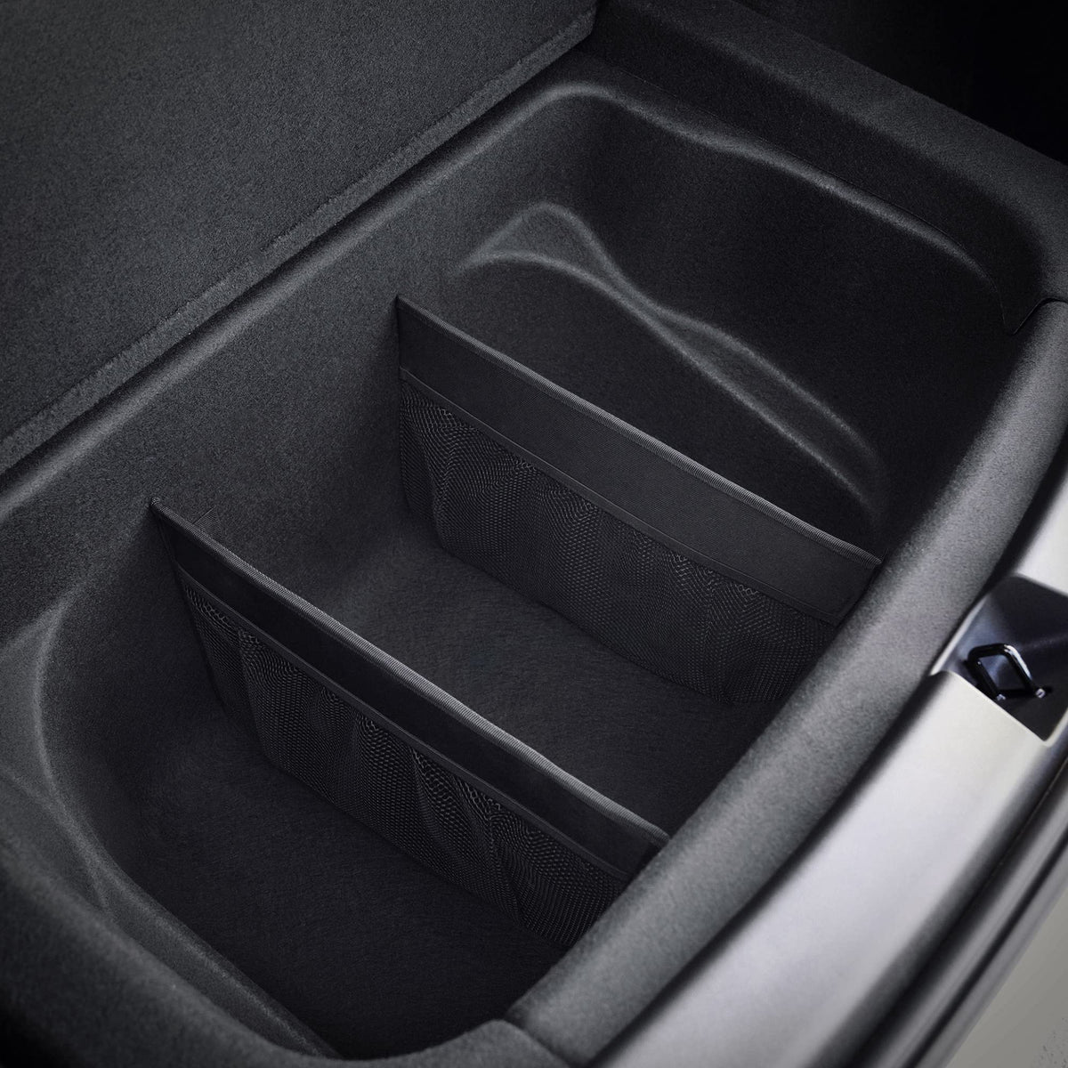 Kmmotors Rear Trunk Organizer Compatible With Tesla Model Y, Model 3 - Trunk(Rear) Organizer Storage With Mesh Pocket And Divide