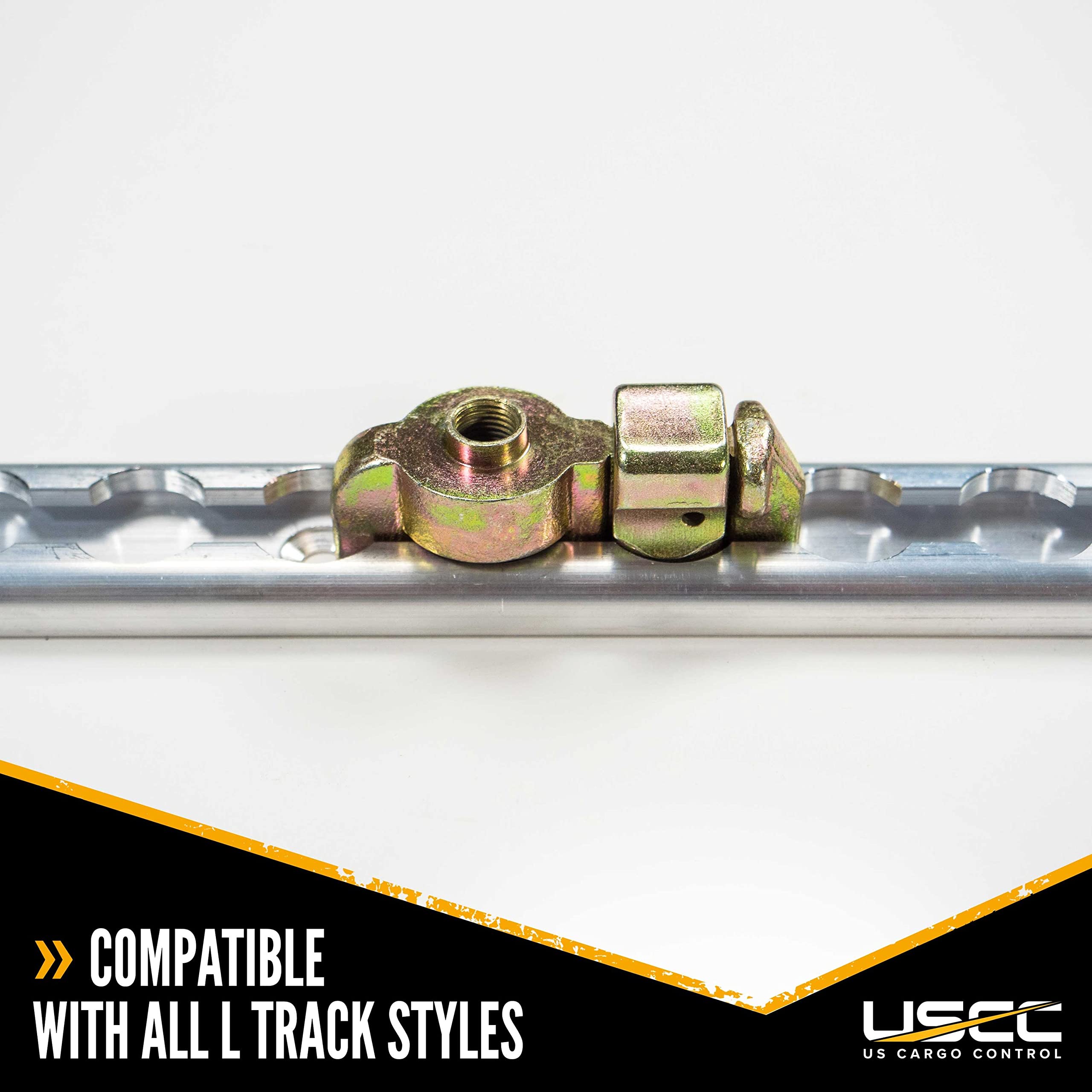 Us Cargo Control L Track Double Stud Fitting With Bolt Thread, Use With L Track Rails In Your Truck Or Trailer To Create Instant Tie-Down Anchor Points, Working Load Limit Of 1,333 Pounds, 10 Pack