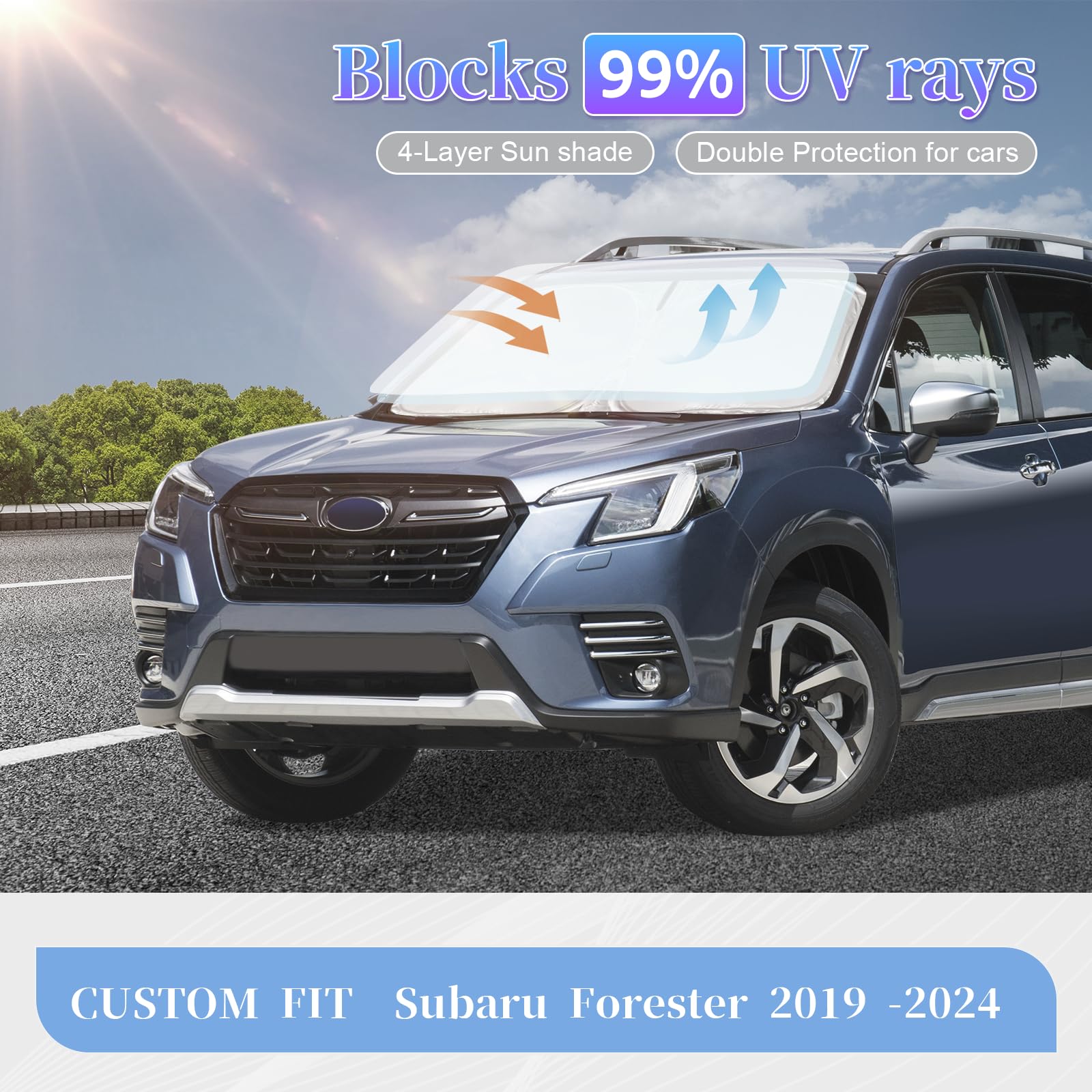 For Subaru Forester 2019-2024 Sun Shade Sunshade Windshield Cover, 4-Layer Front Window Shade For Forester Crossover, Base, Prem