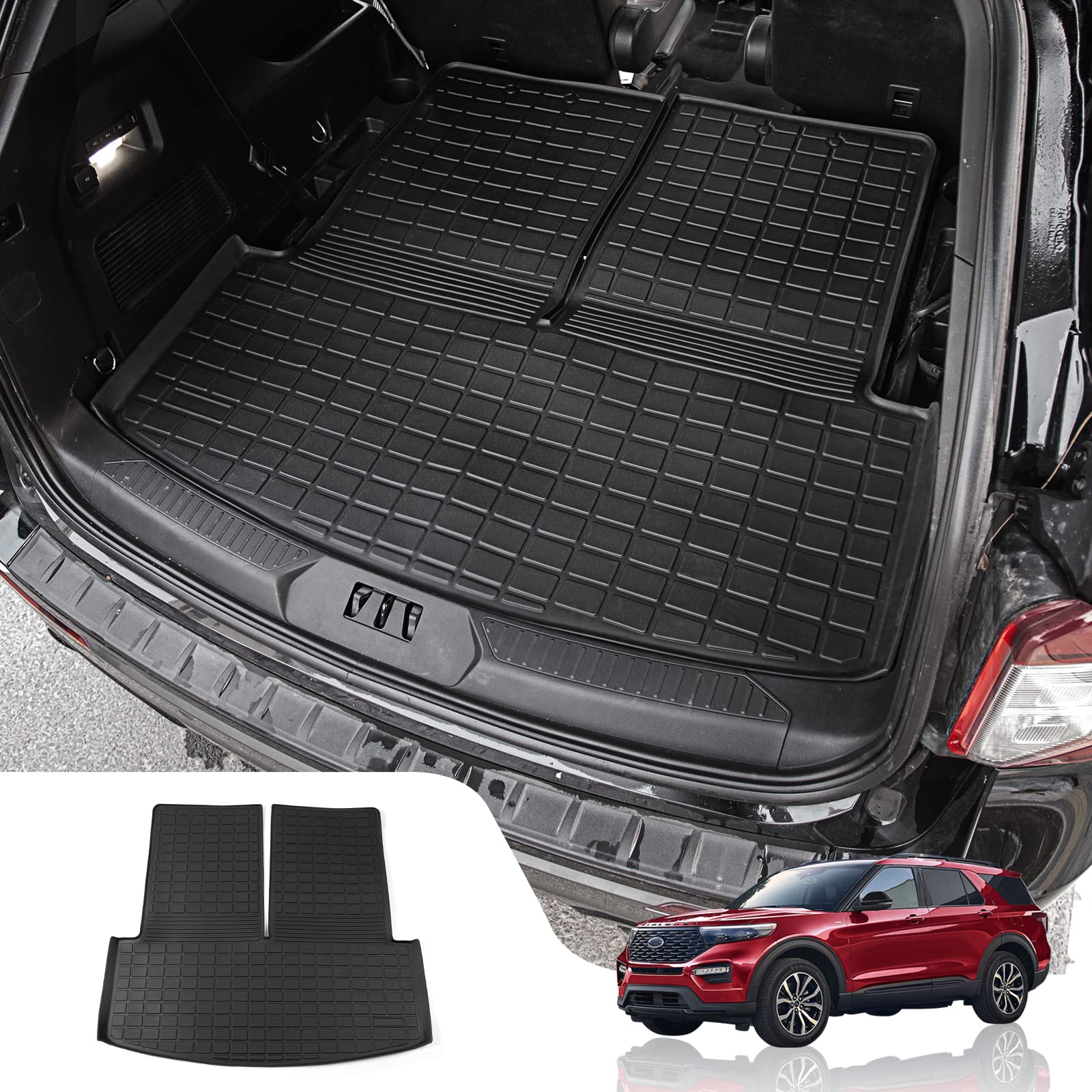 Dattumar TPE Cargo Mat for 2020-2025 Ford Explorer, Upgrade Trunk Mat with Backrest, 6&7 Passenger, All Weather Protection