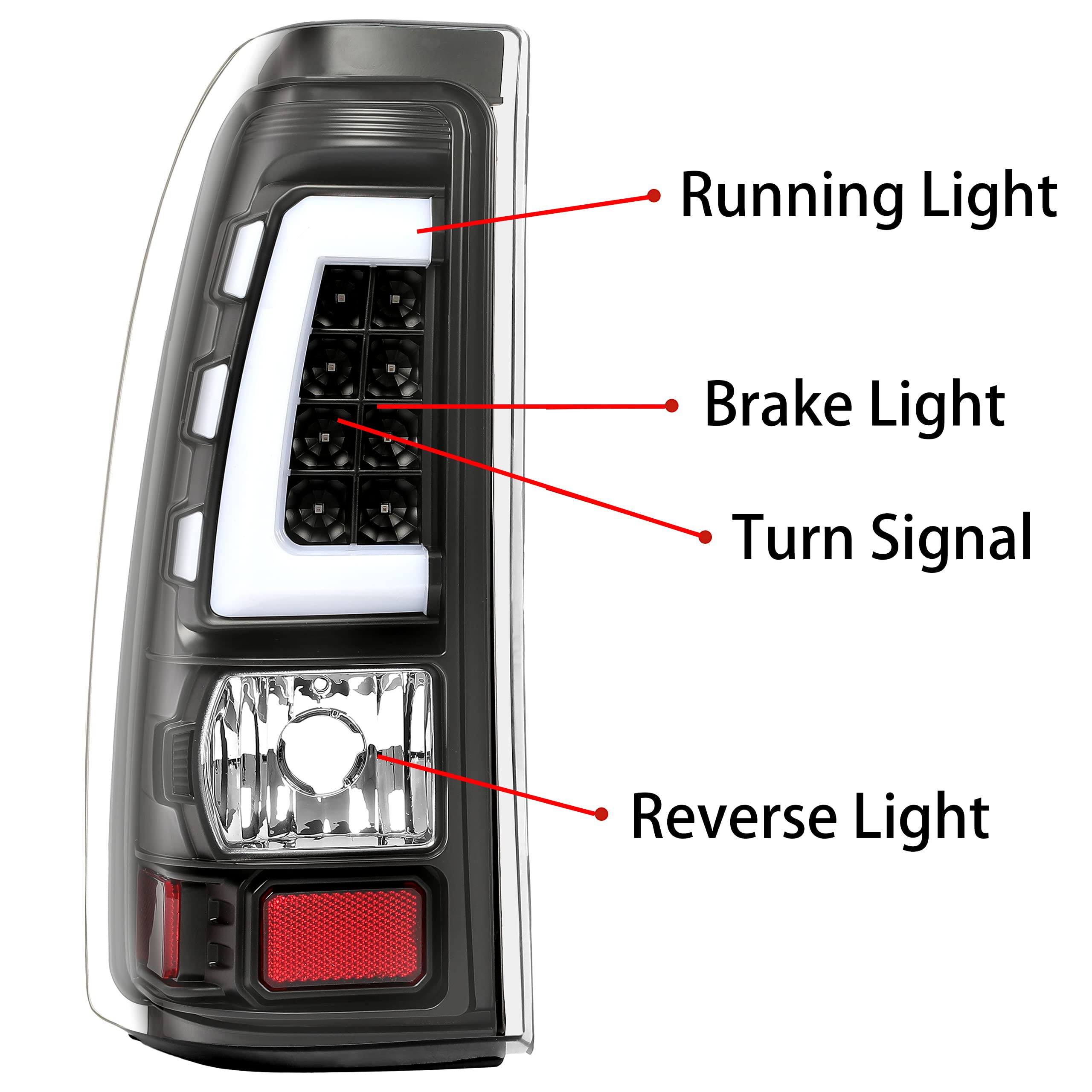 Kojem Led Tail Lights Compatible With 1999-2006 Chevy Silverado 1999-2002 Gmc Sierra 1500 2500 3500 Led Tube Bar Taillight Lamp