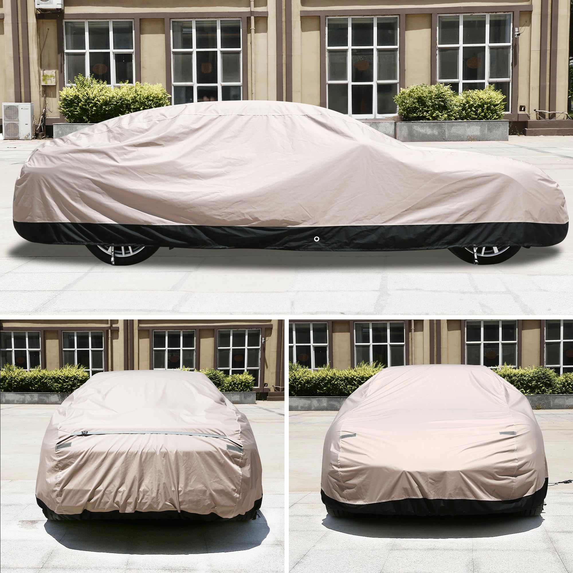 Coverado Car Cover Waterproof All Weather, Car Cover For Sedan Sport Car With Locking Cable, Outdoor Car Cover Rain Snow Uv Prot