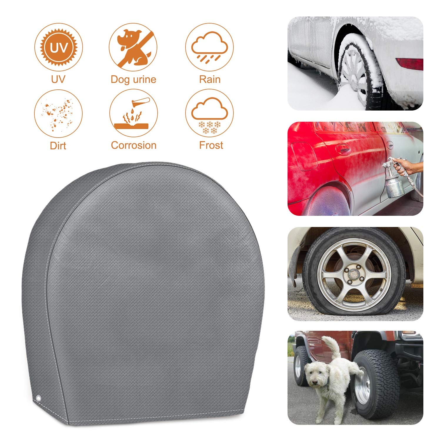 Leader Accessories 4-Pack Tire Covers - Non-Woven Wheel Protectors For Truck, Camper, Car, Jeep, Suv, Rv - Universal Fits 26.75'