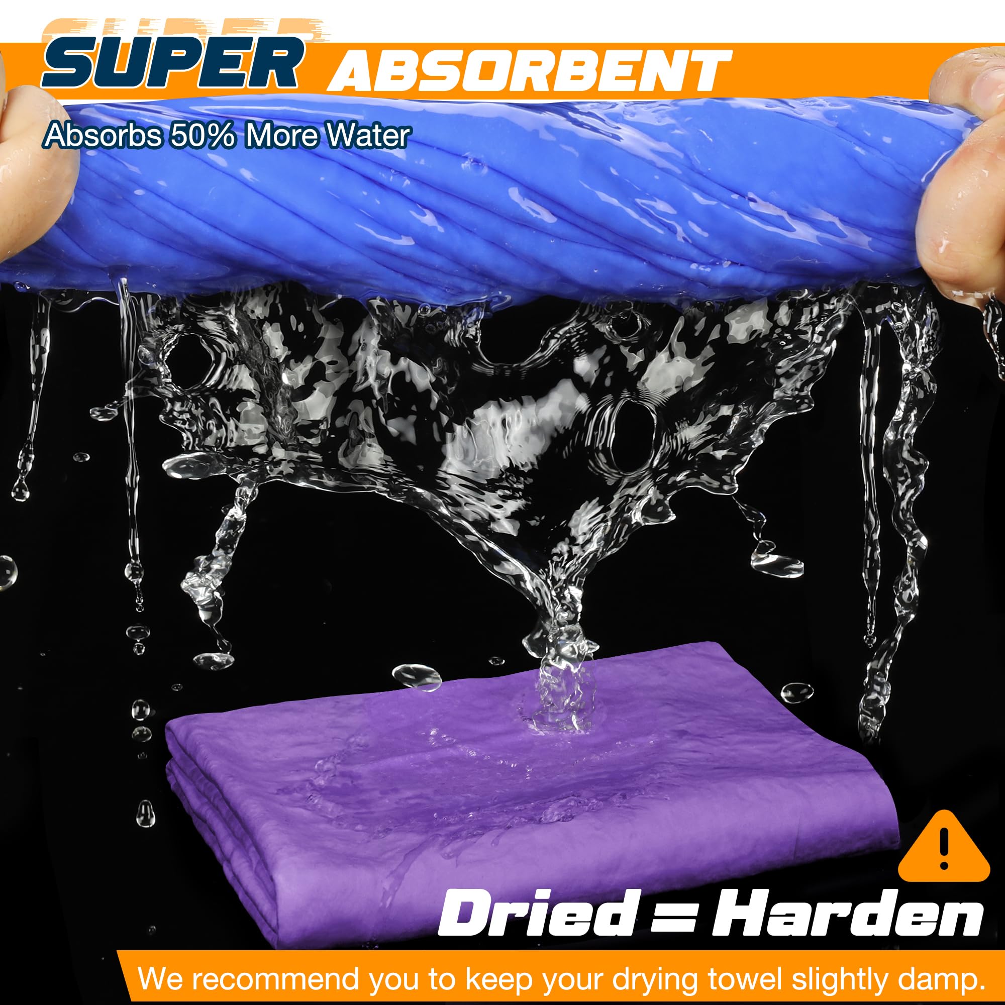 Idemeet Premium Shammy Towel For Car, Super Absorbent 2 Pack 26''''X17'''' Car Drying Towel, Reusable Soft Car Wash Cloth, Chamo