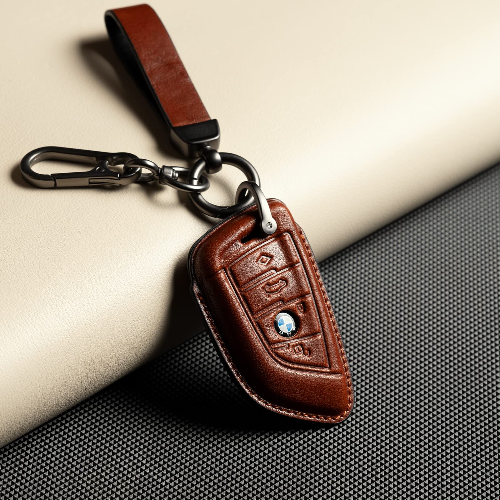 Smyfob BMW Key Fob Cover Leather Case Lanyard Keychain Holder Key Fob Protector