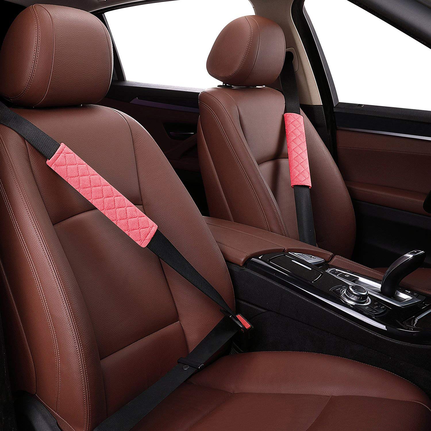 Mikafen 4 Pack Universal Car Seat Belt Pads, Adult Seat Belt Shoulder Strap Covers Harness Pad For Car/Bag,Soft Comfort Helps Protect You Neck Shoulder From The Seat Belt Rubbing (4Pack-Red)