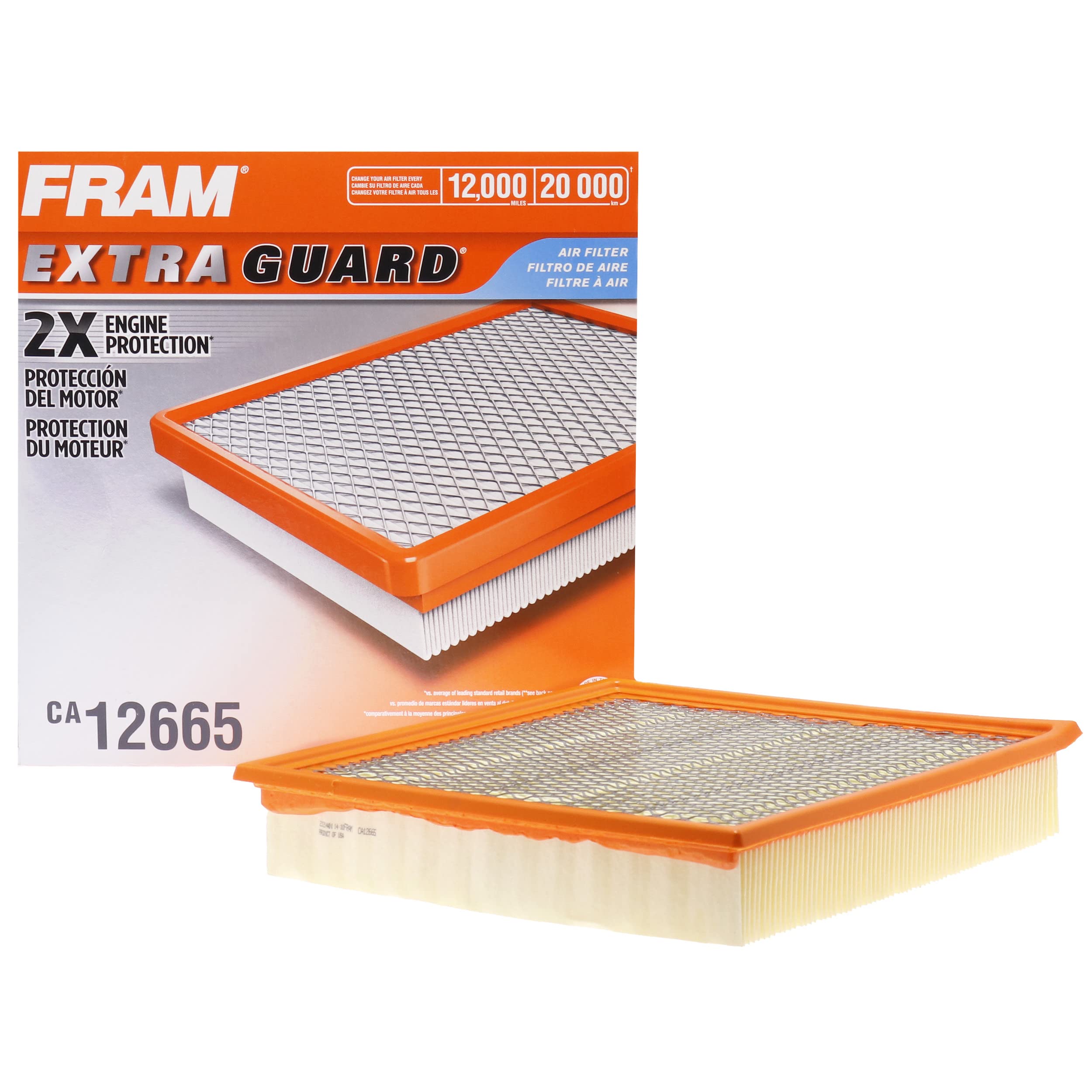 Fram Extra Guard Ca12665 Replacement Engine Air Filter For Select Ford Models, Provides Up To 12 Months Or 12,000 Miles Filter P