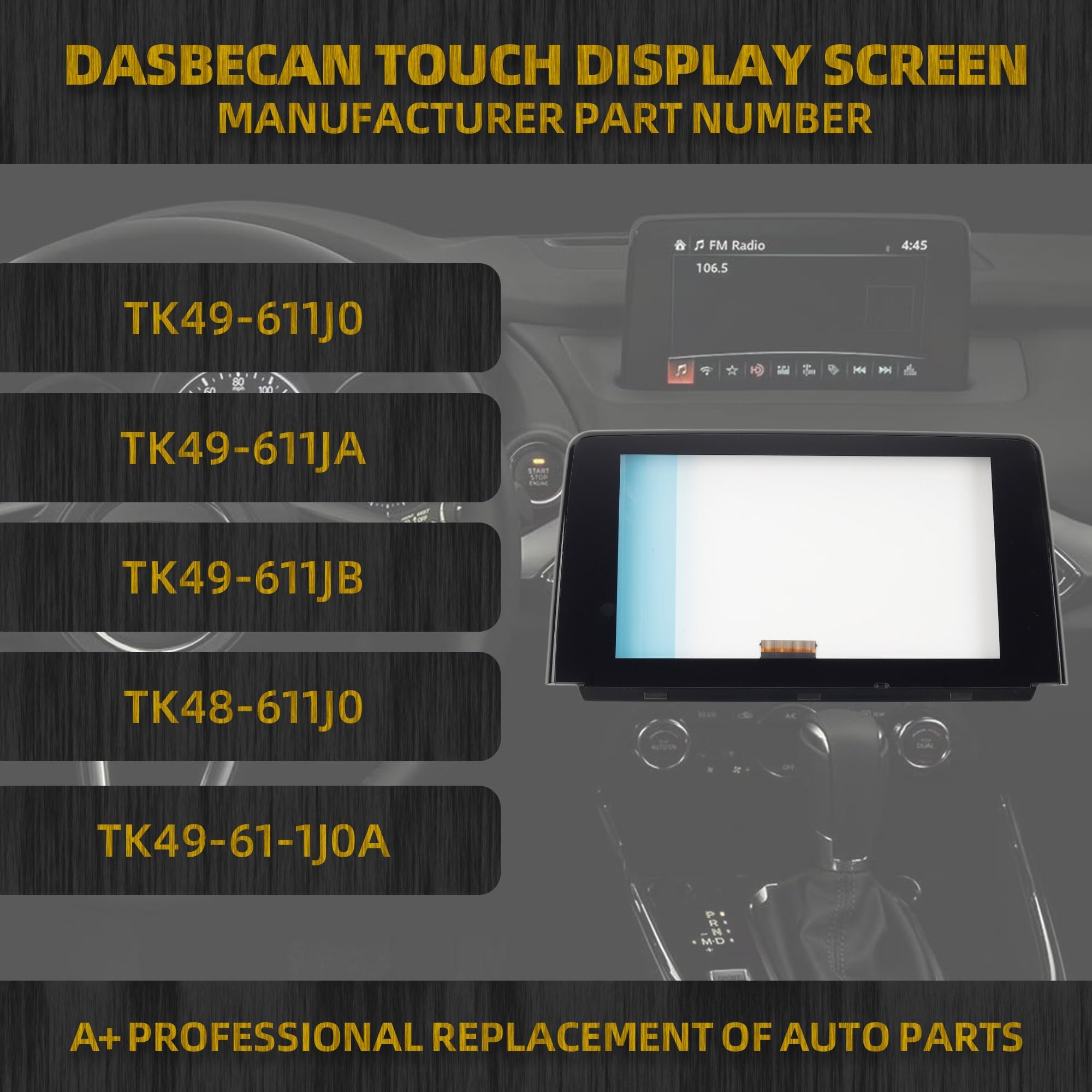 Dasbecan Uconnect 8'' Touch Screen Glass Digitizer Navigation Radio Compatible with Mazda CX-9 2016-2018 Replaces# TK48-611J0,TK