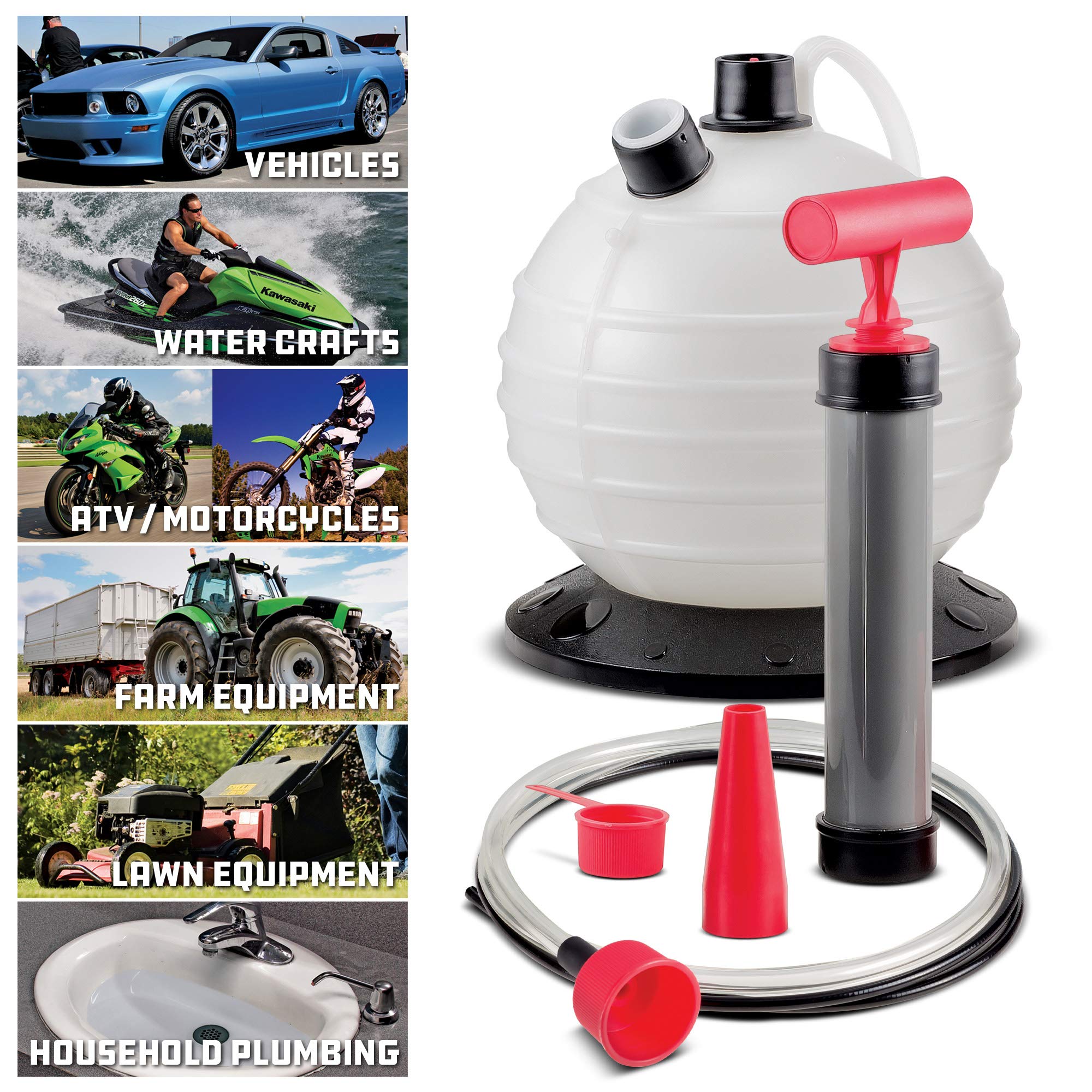 Powerbuilt Oil and Fluid Extractor 6.3 Quart (6 Liter), Manual Liquid Pump Extract and Transfer, Automotive, Engine, Transmissio