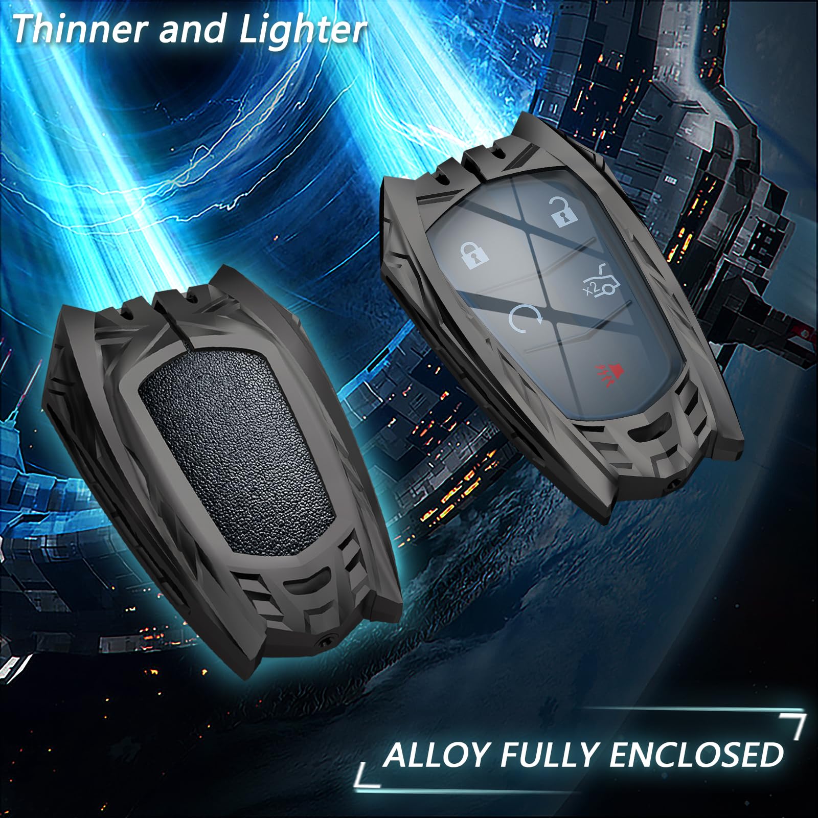 Ocezbiis For Cadillac Key Fob Cover,Keychain,Zinc Alloy Protection Car Key Case For 2015-2019 Escalade Cts Srx Xt5 Ats Sts Ct6 X