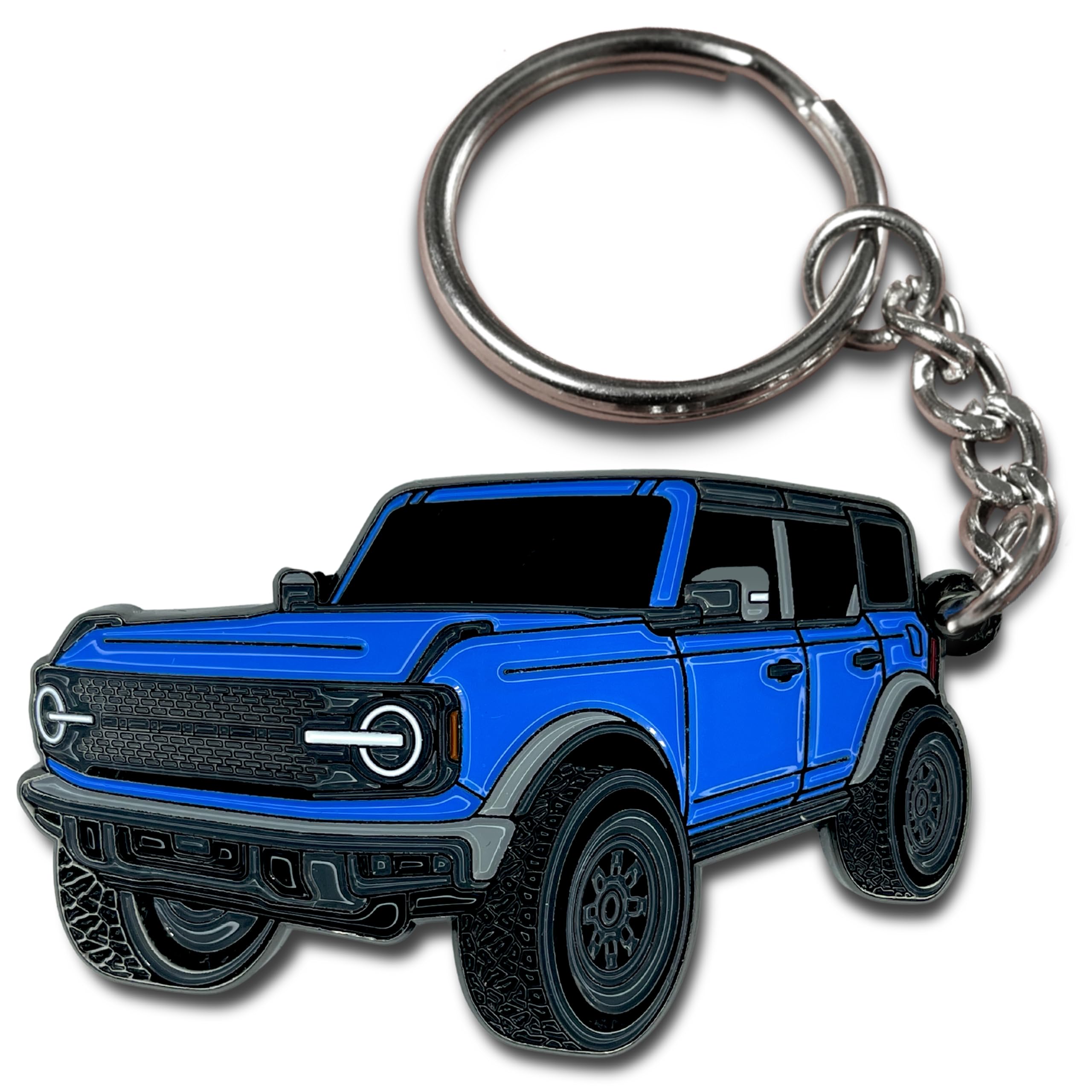 Four Wheel Beast Bronco Keychain Accessories 2023 4 Door Key Chain Fob Cover Cool Car Mods (Velocity Blue)