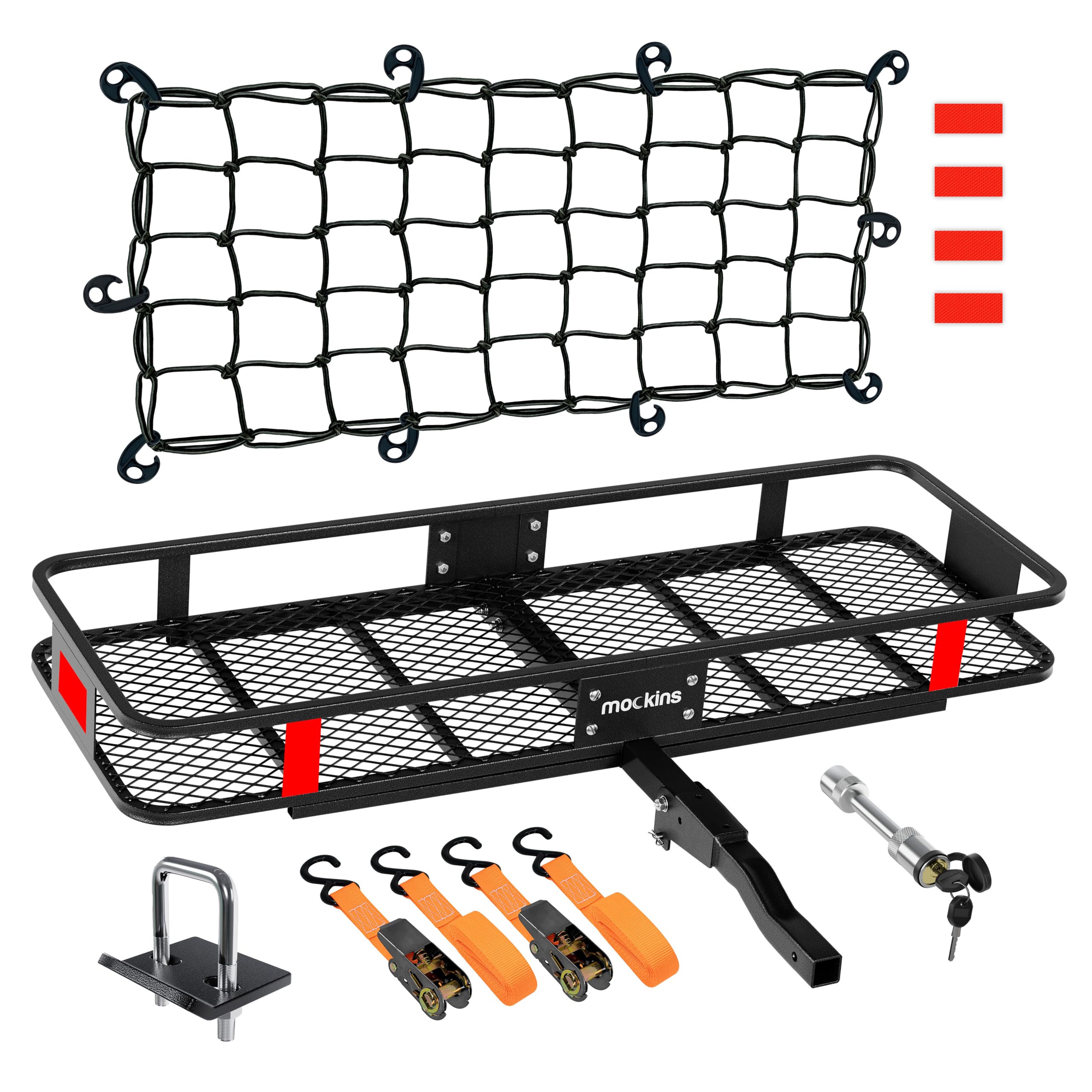 Mockins 60''x20''x6'' Folding Trailer Hitch Cargo Carrier Weatherproof | 500 Lbs Cap Luggage Rack for SUV, Cars & Trucks| Univer