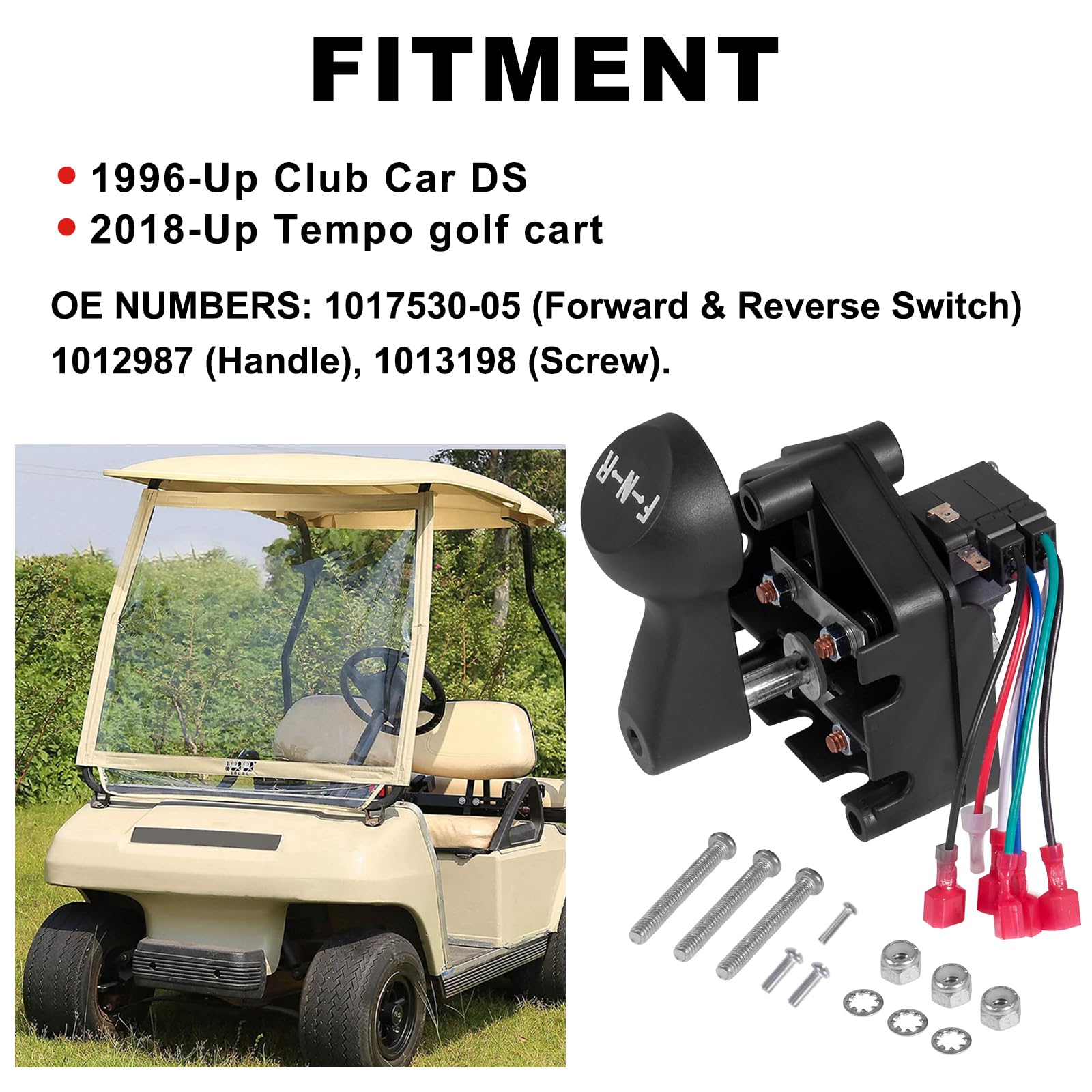 Autobaba Club Car Ds 48 Volt Electric Golf Carts Forward Reverse Switch Assembly With Handle Micro Switch Compatible With Electric 1996-Up Ds And 2018-Up Tempo Golf Cart 101753005 102250201