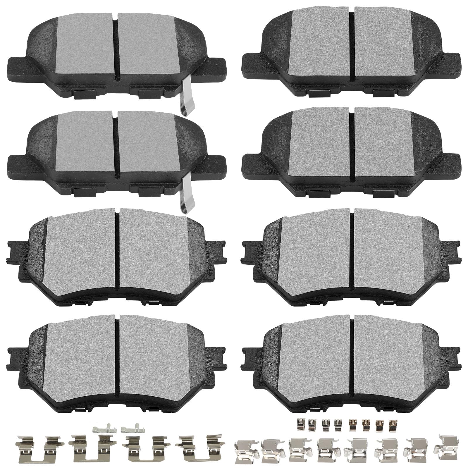 Scitoo Front Rear Disc Brake Pad Set 8Pcs W/Hardware Fit For Mazda For 3 2014-2016,For Mazda For 3 Sport 2014