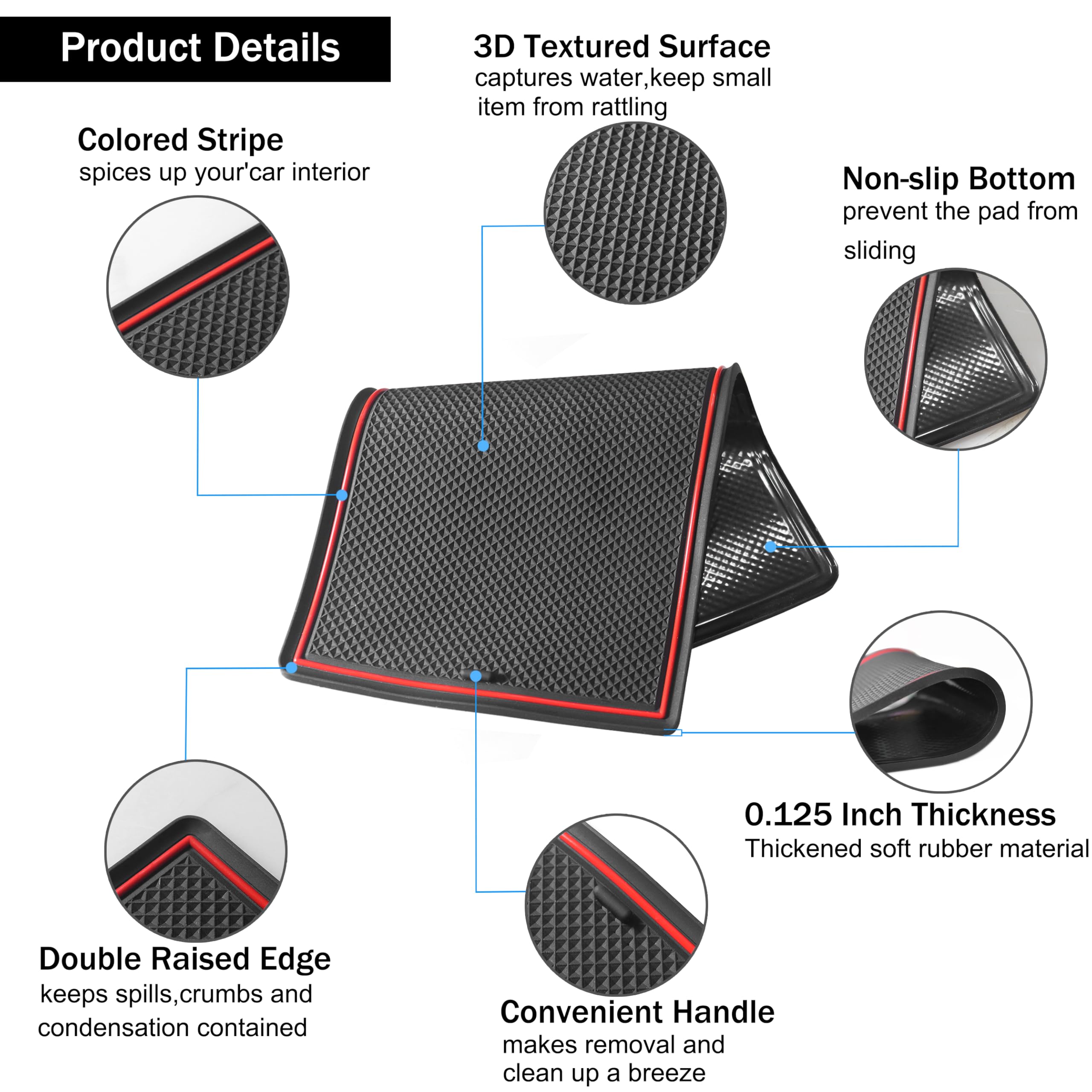 Senshine Custom Liner For Toyota Tundra Accessories 2022 2023 2024 Cup Holder Inserts Center Console Liner Mats Door Pocket Line