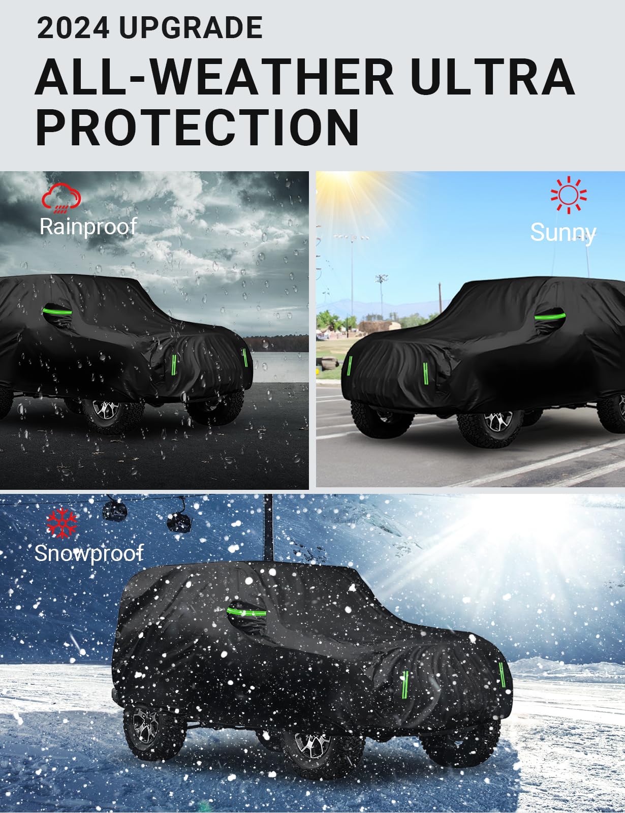Proadsy 6 Layers Car Cover Custom Fit For Jeep Wrangler 4 Door Jk Jl Yj Tj 2018-2024 Unlimited Sport Sahara Rubicon Windproof All Weather Waterproof Sun Rain Uv Dust Snow Protection Outdoor Covers