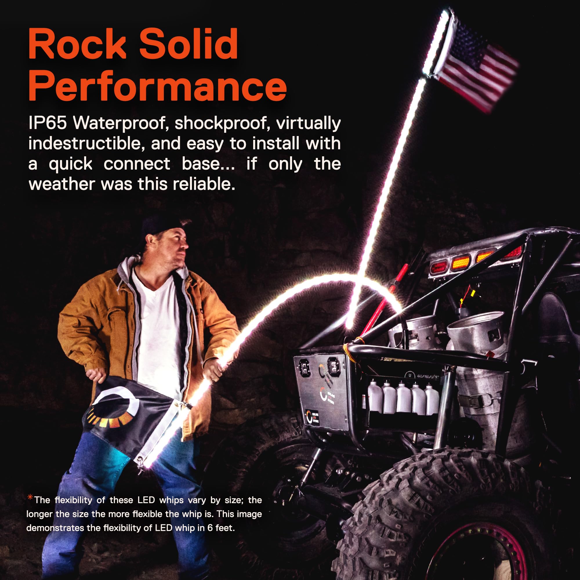 True Mods 3Ft Spiral Rgb Led Whip Light For Utv Atv [Rf Wireless Remote] Usa Flag Waterproof Led Lighted Whip Cb Antenna Pole St