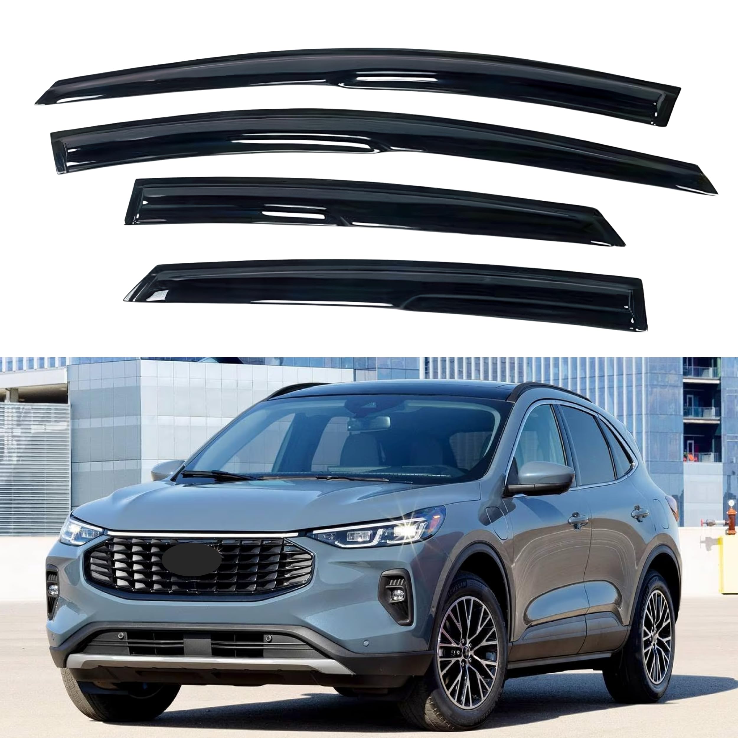 Ig Window Visor For Ford Escape 2020-2025, Rain Guard Tape-On Extra Durable Sun Wind Side Vent Window Deflector Mugen Style, 202