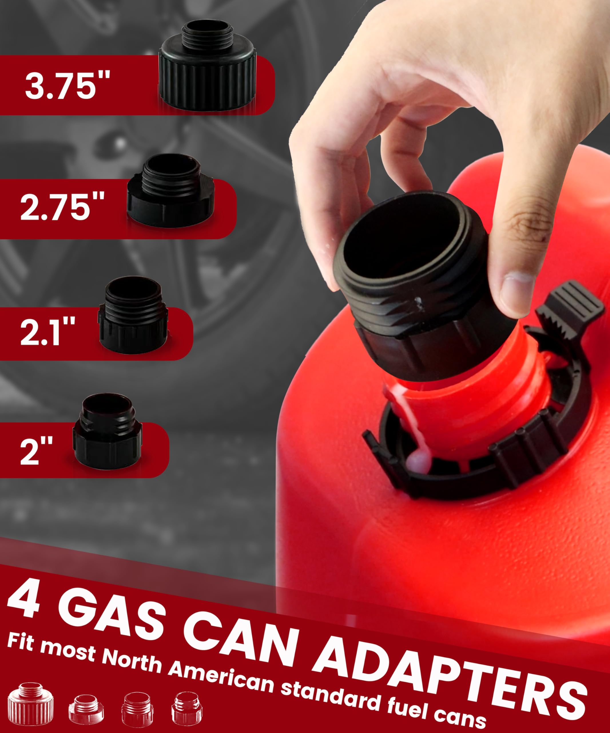 FUELIO Gas Can Pump - AA Battery Powered Fuel Transfer Pump with Auto Shut Off Nozzle, Fix Clip, Extra Long Hose, 3 Adapters, Ga