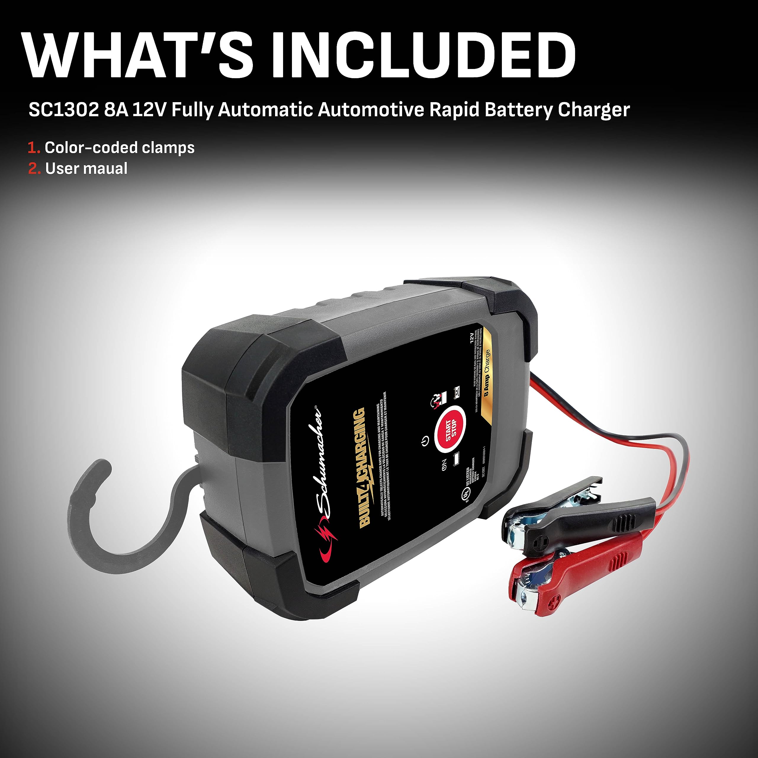 Schumacher Electric Battery Charger and Maintainer, SC1302, 3-in-1, Fully Automatic, 8 Amps, 12 Volt, for Car, Truck, SUV, and M