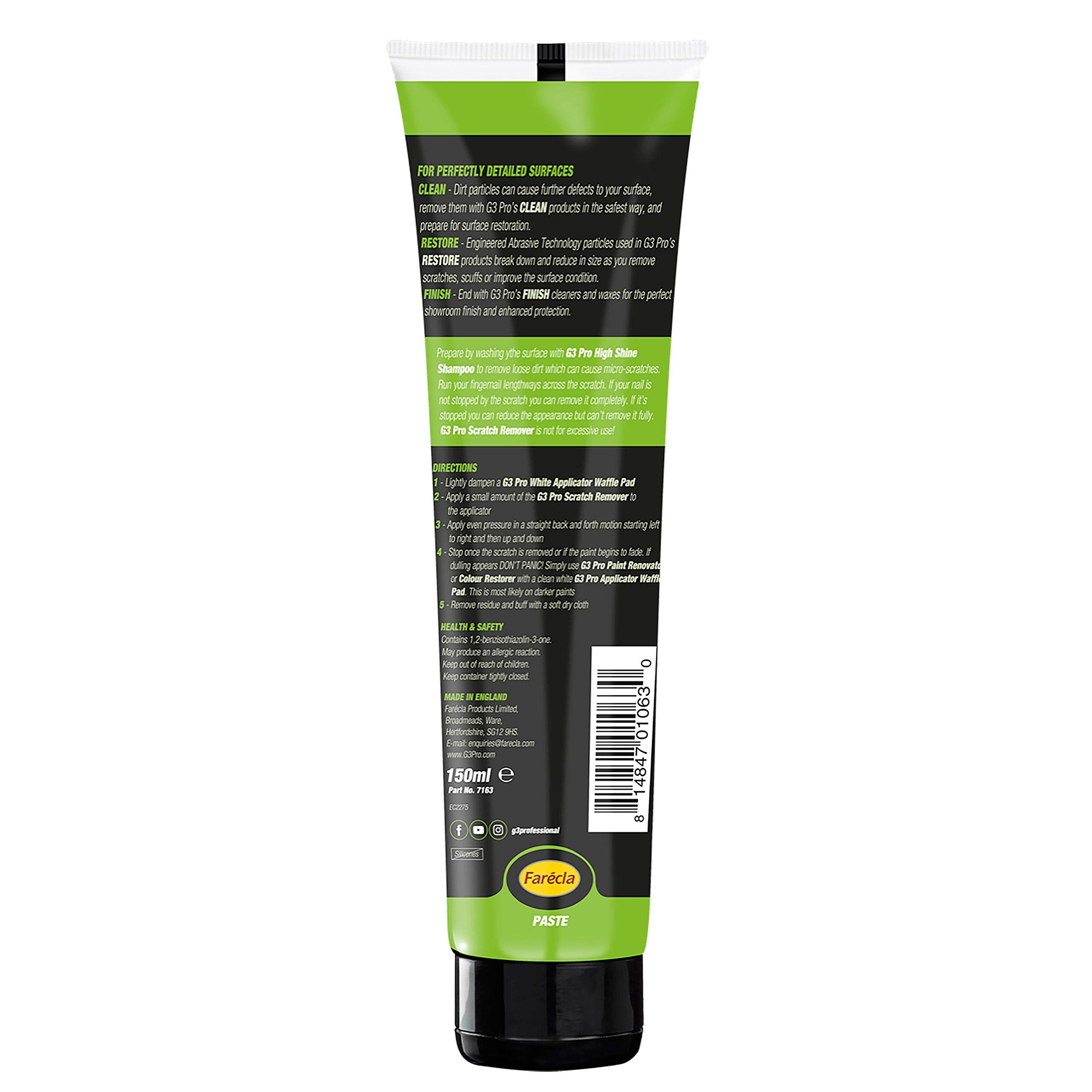 G3 Pro 7163 Professional Scratch Remover Paste - 150ml, Effective Car Paint Restoration, Easy Application, Ideal for Auto Detailing