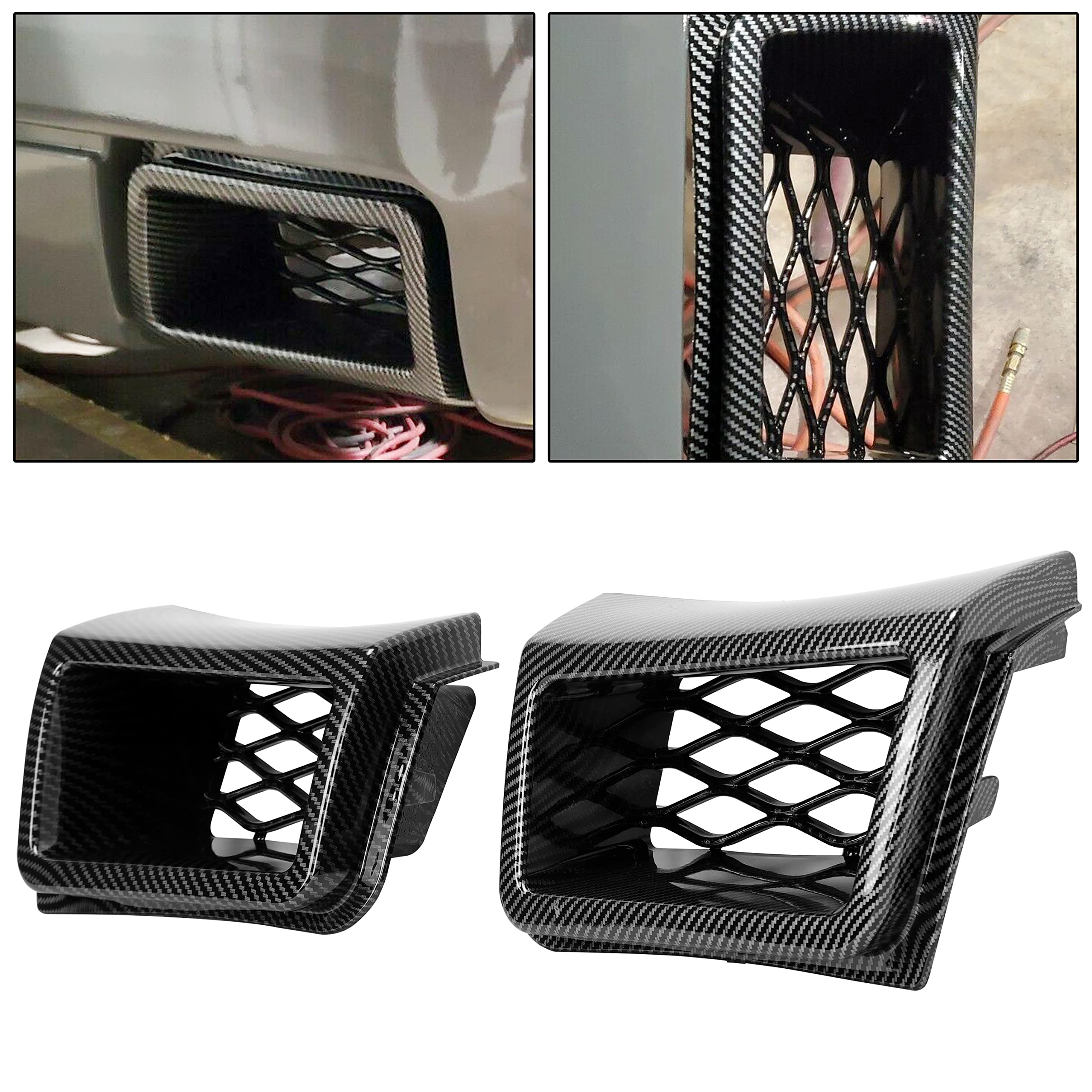 ECOTRIC Bumper Caliper Air Duct Set Compatible with 2003-2007 Chevrolet Silverado 1500 Pair Carbon Fiber Style Air Duct Vent Bez
