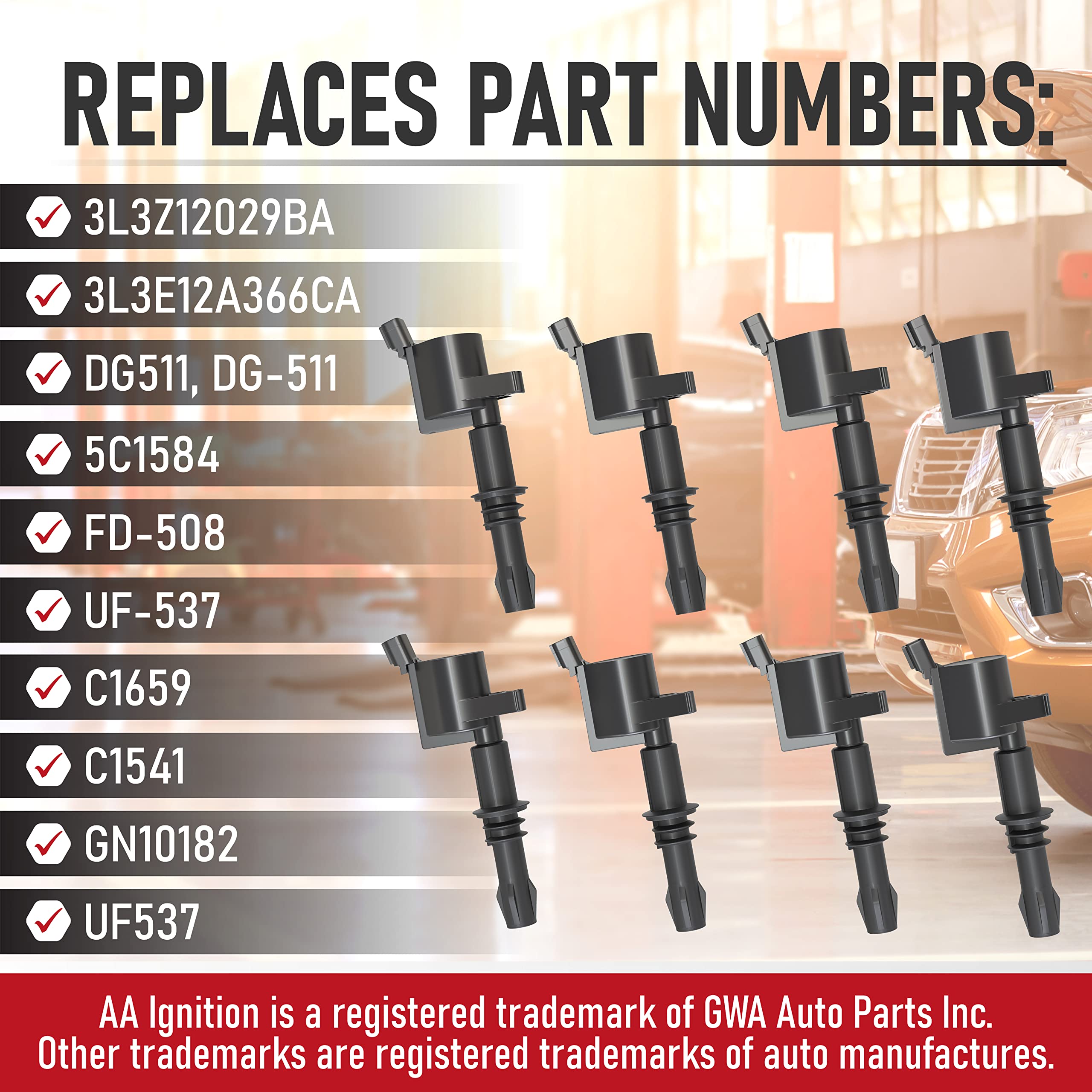 Ignition Coil Pack Set Of 8 - Compatible With Ford, Lincoln And Mercury - 4.6L, 5.4L - 2004, 2005, 2006, 2007, 2008 F150, F250 S