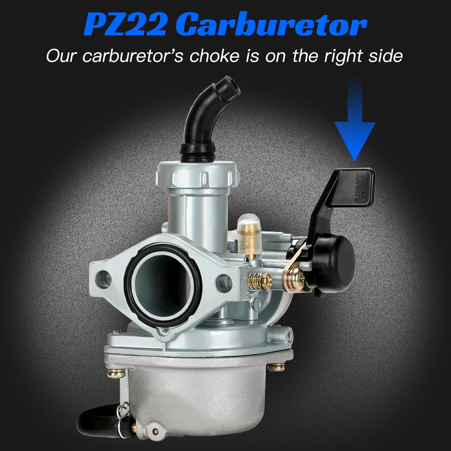 YOXUFA Carburetor PZ22 for 110cc 125cc ATV Pit Bike - 22mm Throttle Cable Grip, Red