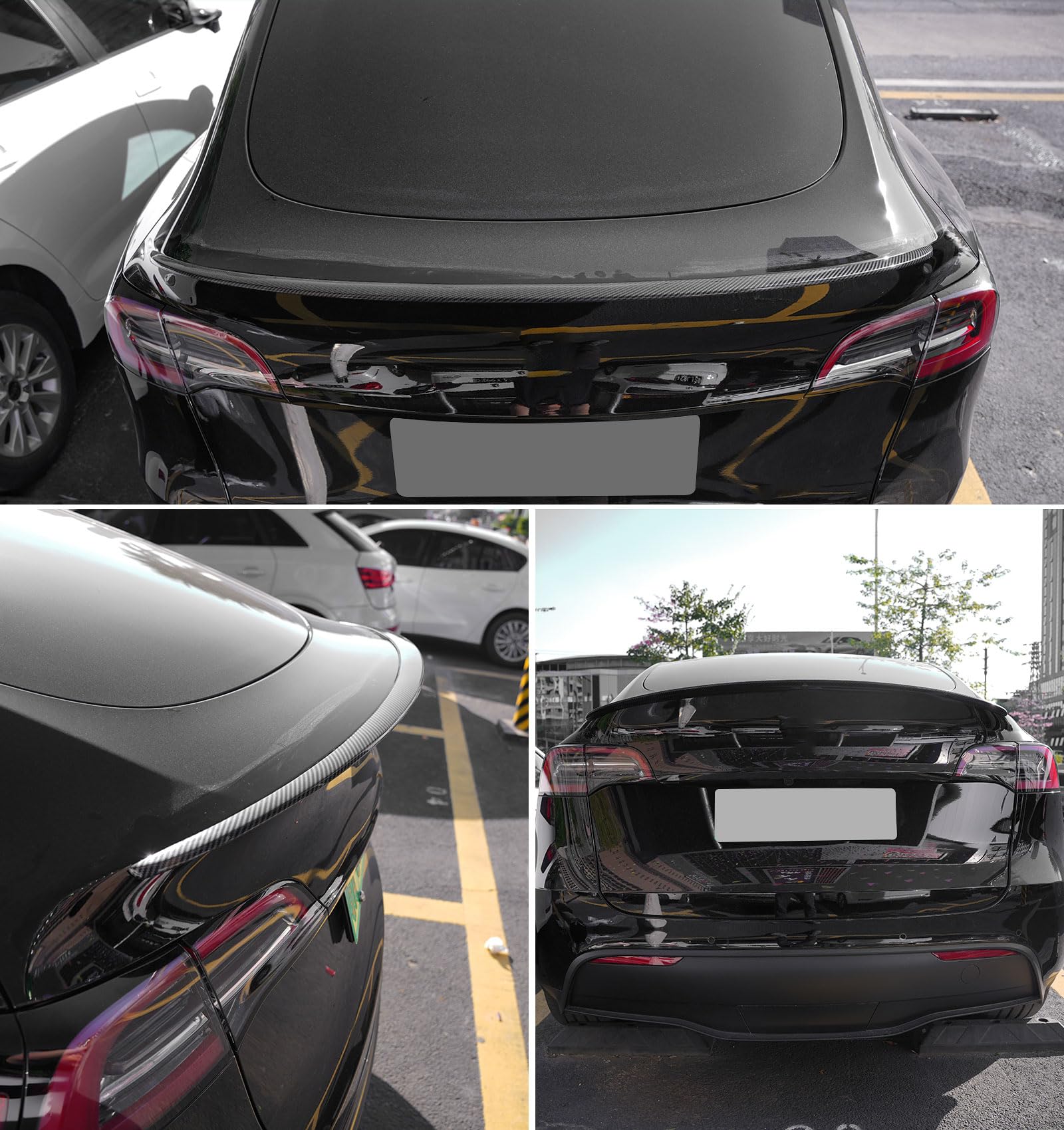 BDBO Spoiler Wing Rear Spoiler Compatible with Tesla Model y 2020-2024 Trunk Tail Rear Trunk Lid,Carbon Fiber Style Performance,